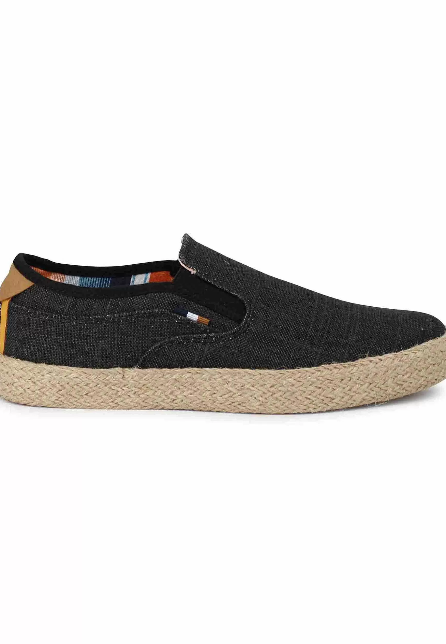 Mocassini Uomo Calypso Slip On Rope In Tessuto Nero Con Suola In Corda*Wrangler Clearance