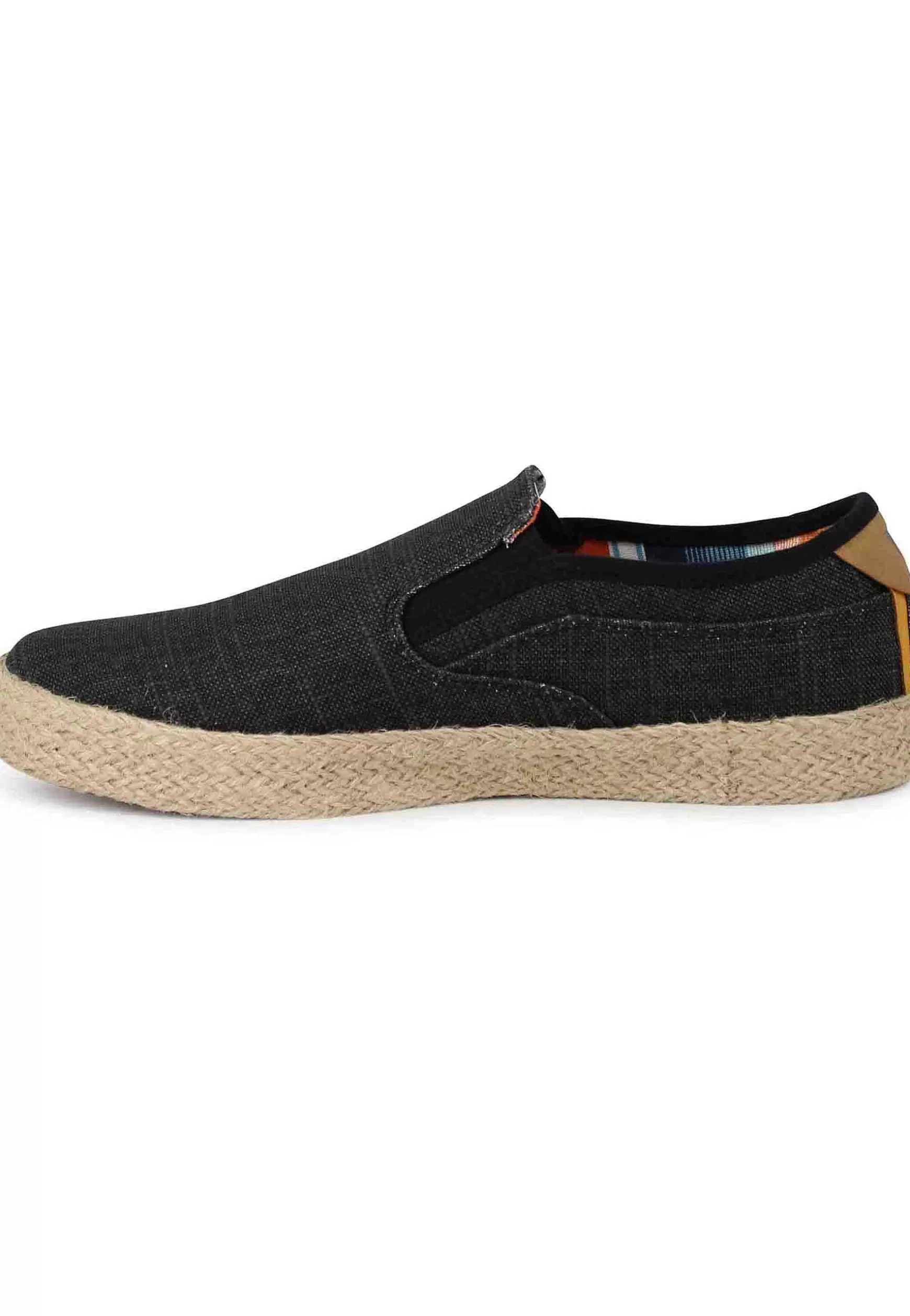Mocassini Uomo Calypso Slip On Rope In Tessuto Nero Con Suola In Corda*Wrangler Clearance