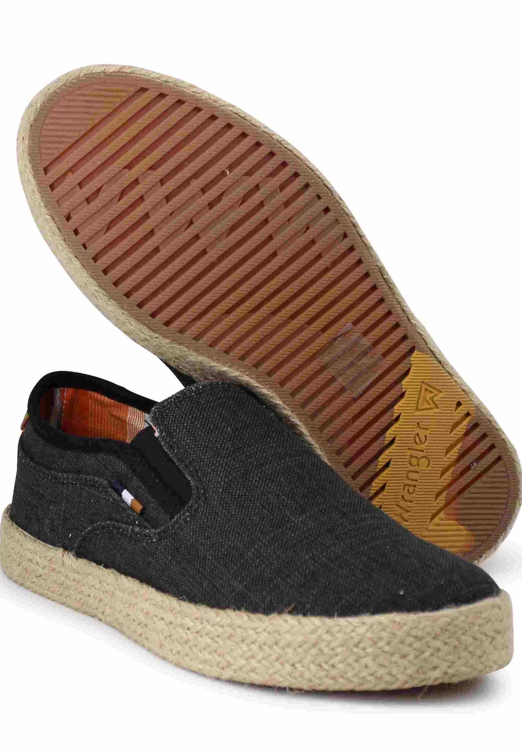 Mocassini Uomo Calypso Slip On Rope In Tessuto Nero Con Suola In Corda*Wrangler Clearance