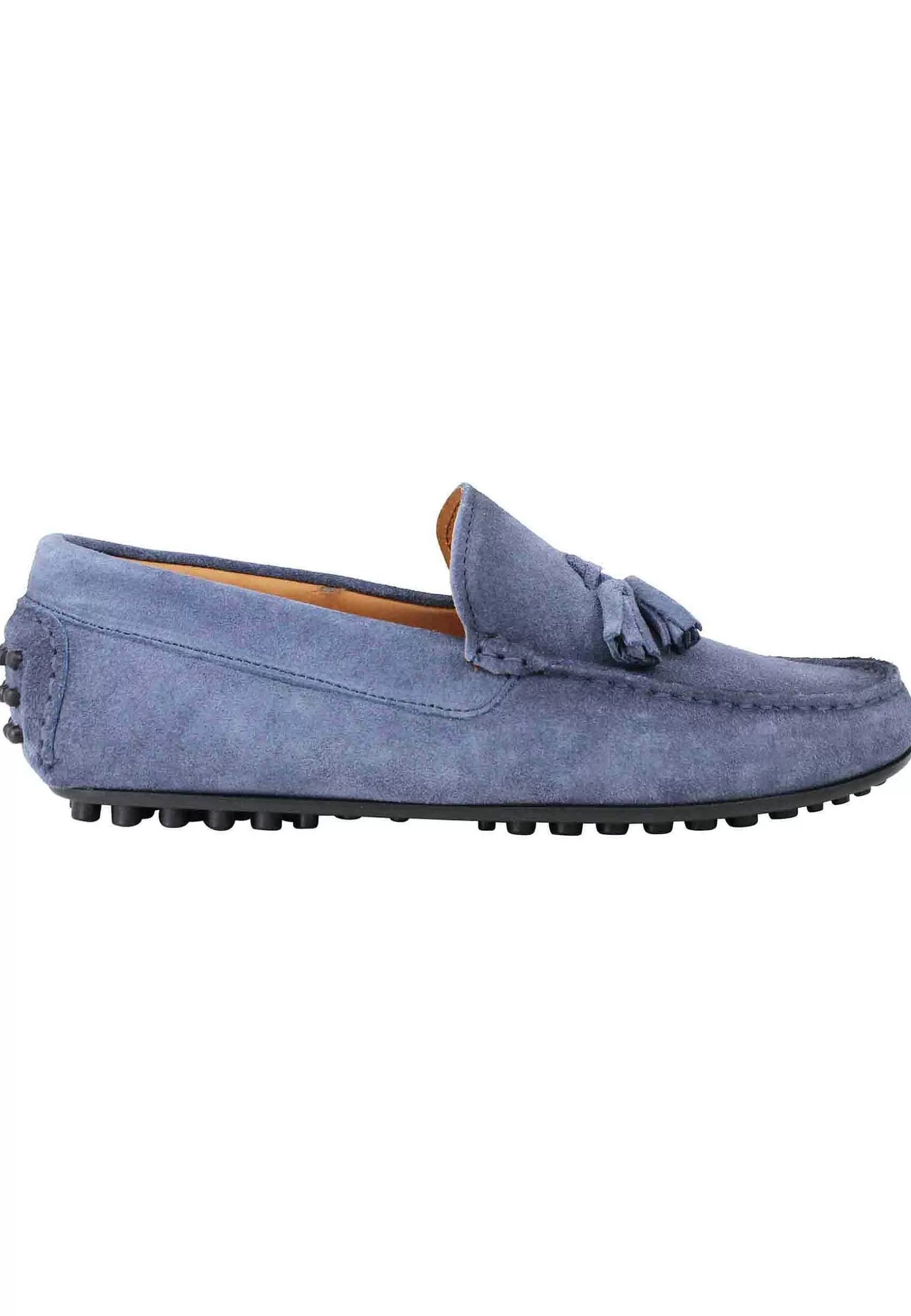 Mocassini Uomo In Camoscio Ingrassato Blu Con Suola In Gomma** Sale