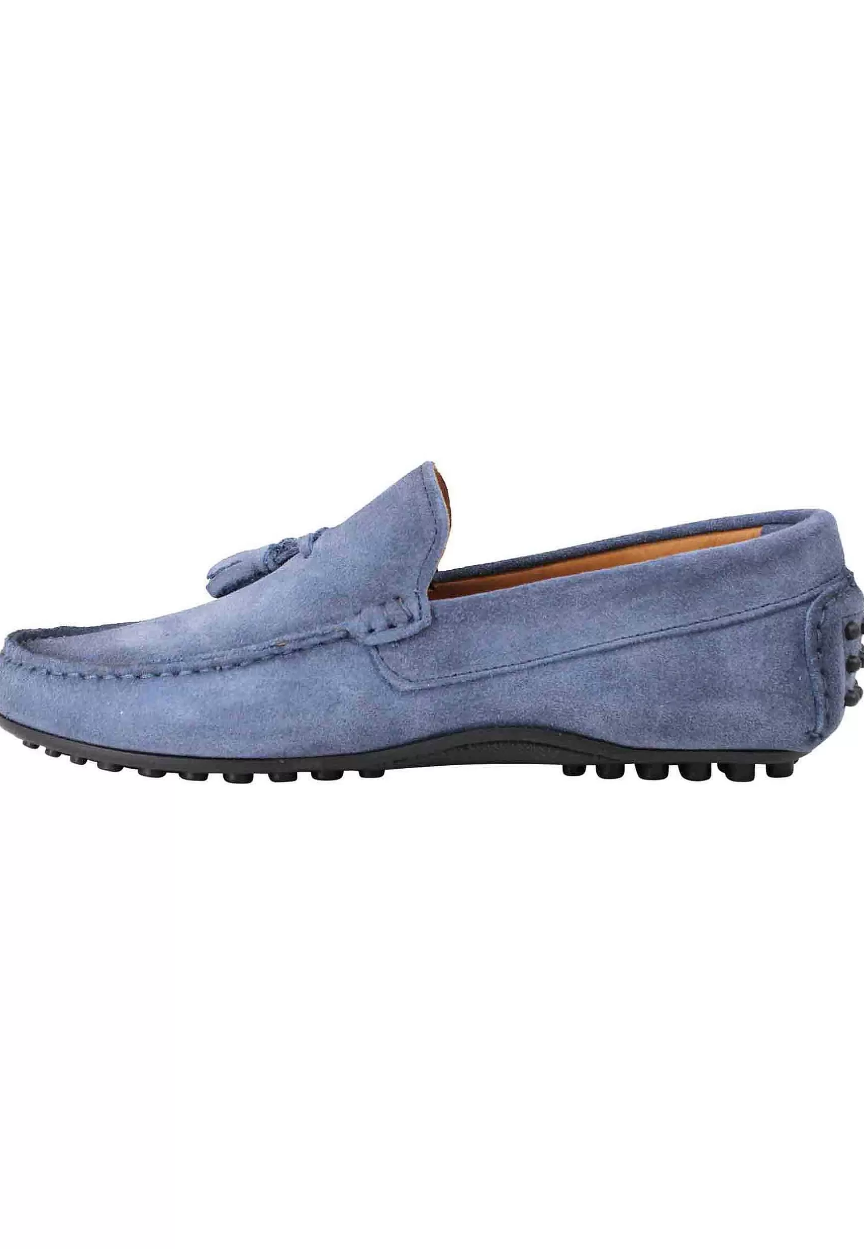 Mocassini Uomo In Camoscio Ingrassato Blu Con Suola In Gomma** Sale