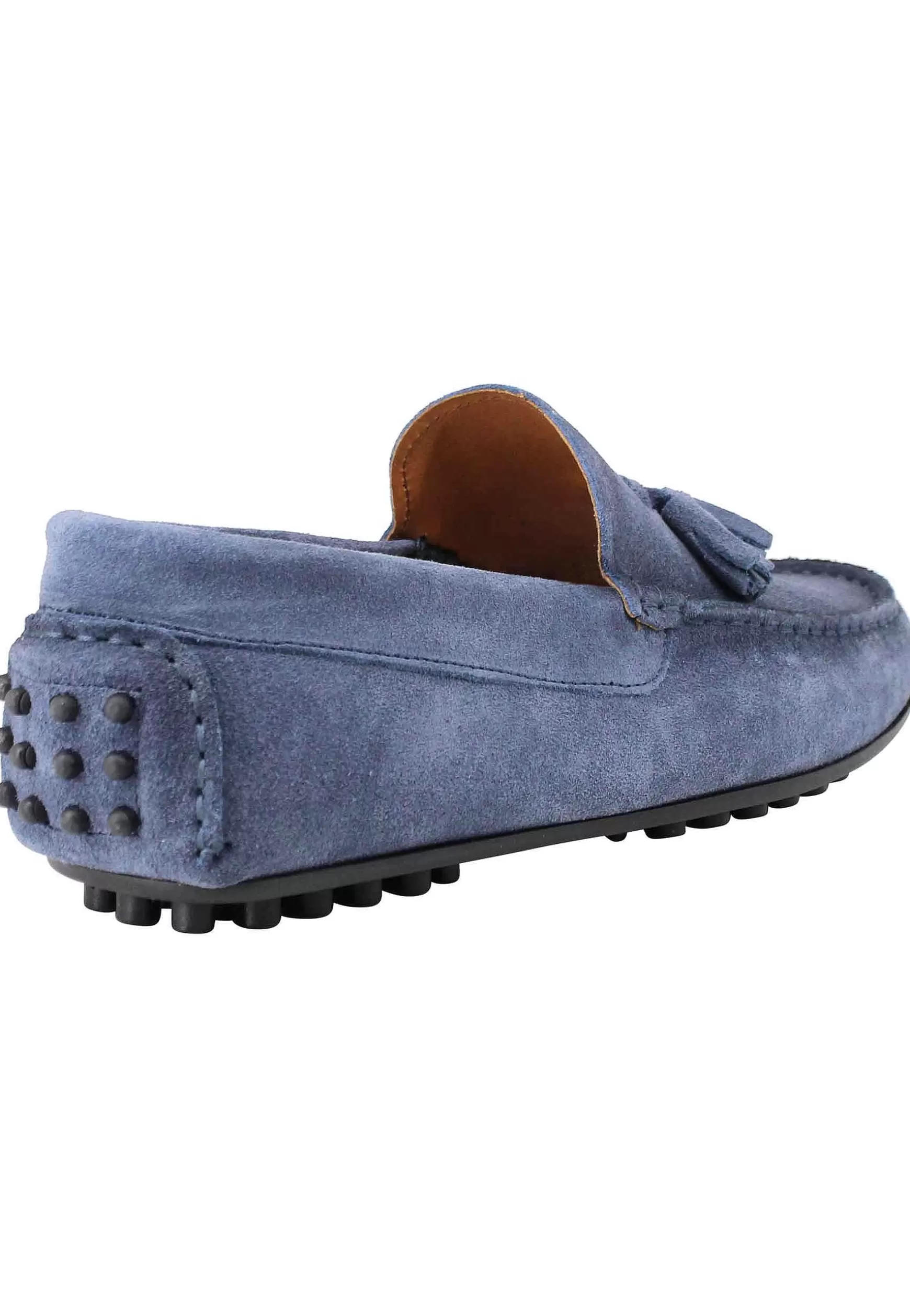 Mocassini Uomo In Camoscio Ingrassato Blu Con Suola In Gomma** Sale