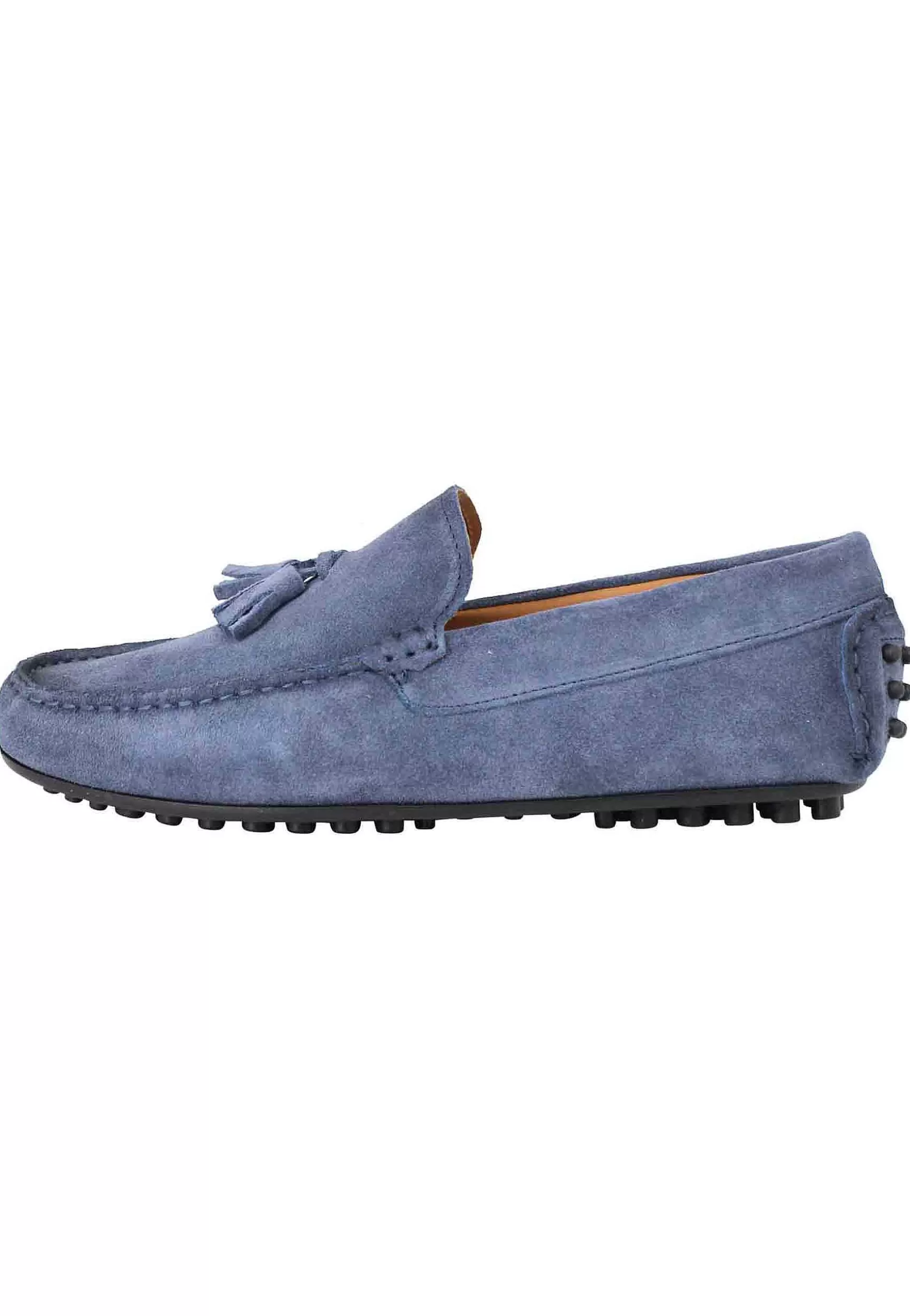 Mocassini Uomo In Camoscio Ingrassato Blu Con Suola In Gomma** Sale