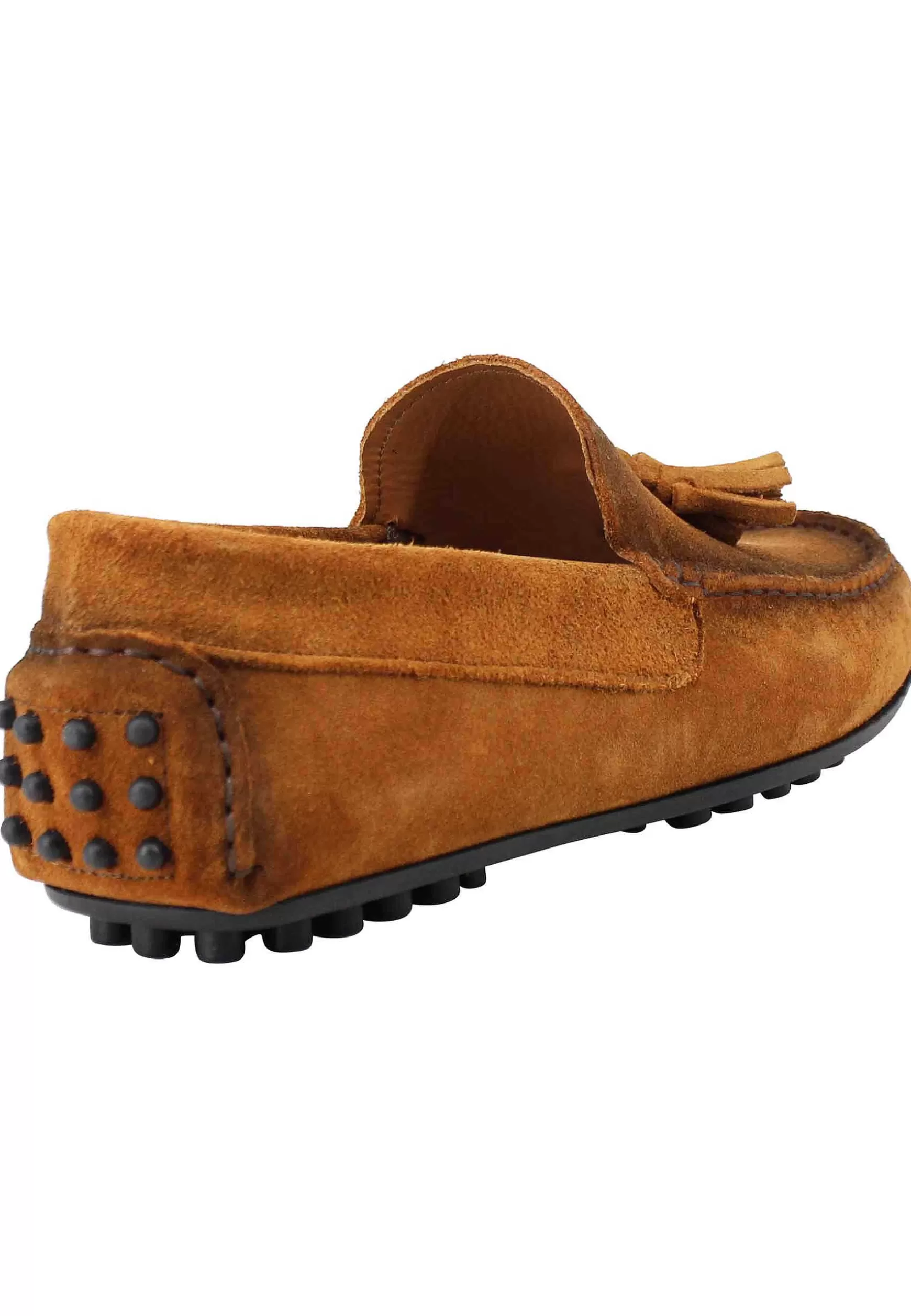 Mocassini Uomo In Camoscio Ingrassato Cuoio Con Suola In Gomma** Discount