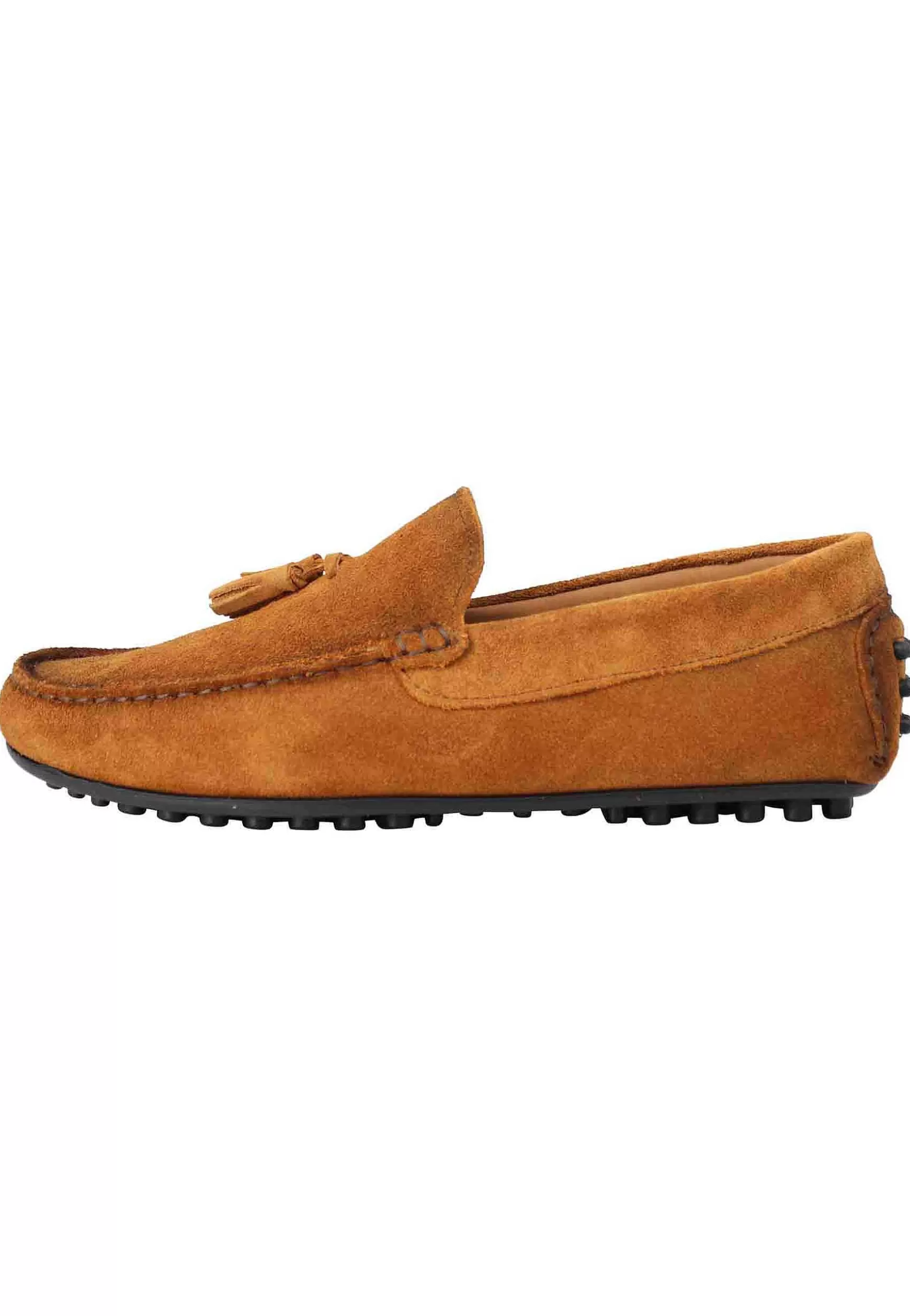 Mocassini Uomo In Camoscio Ingrassato Cuoio Con Suola In Gomma** Discount