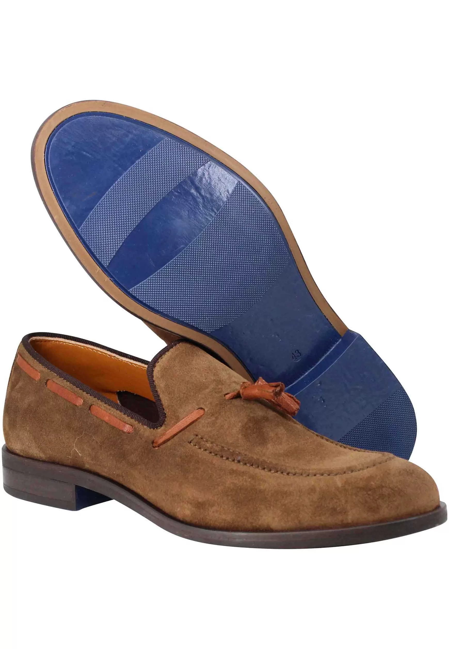 Mocassini Uomo In Camoscio Marrone Con Nappine In Pelle E Suola In Gomma** Discount