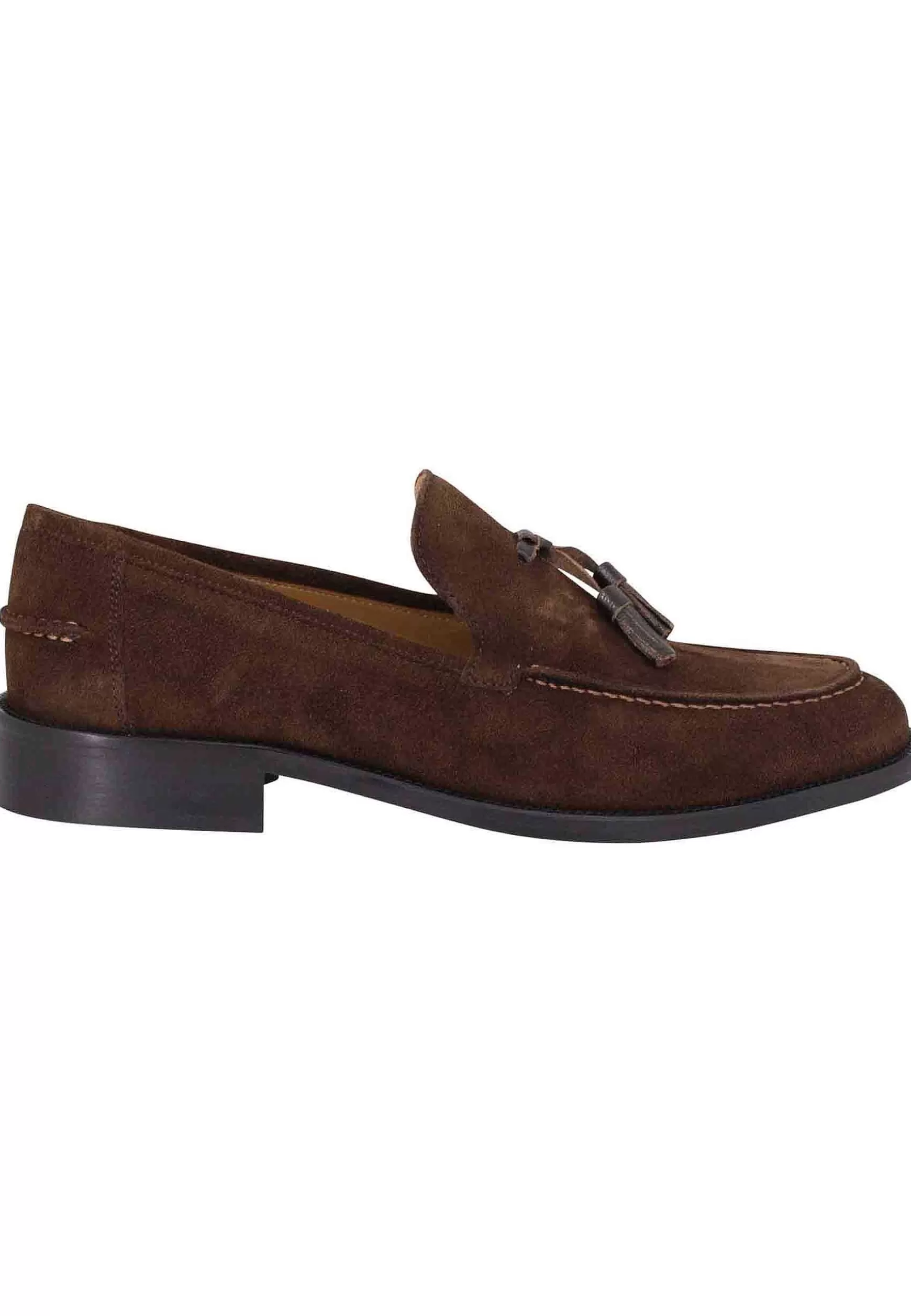 Mocassini Uomo In Camoscio Testa Di Moro Con Nappine E Suola In Cuoio Cucita*Rogal Sale