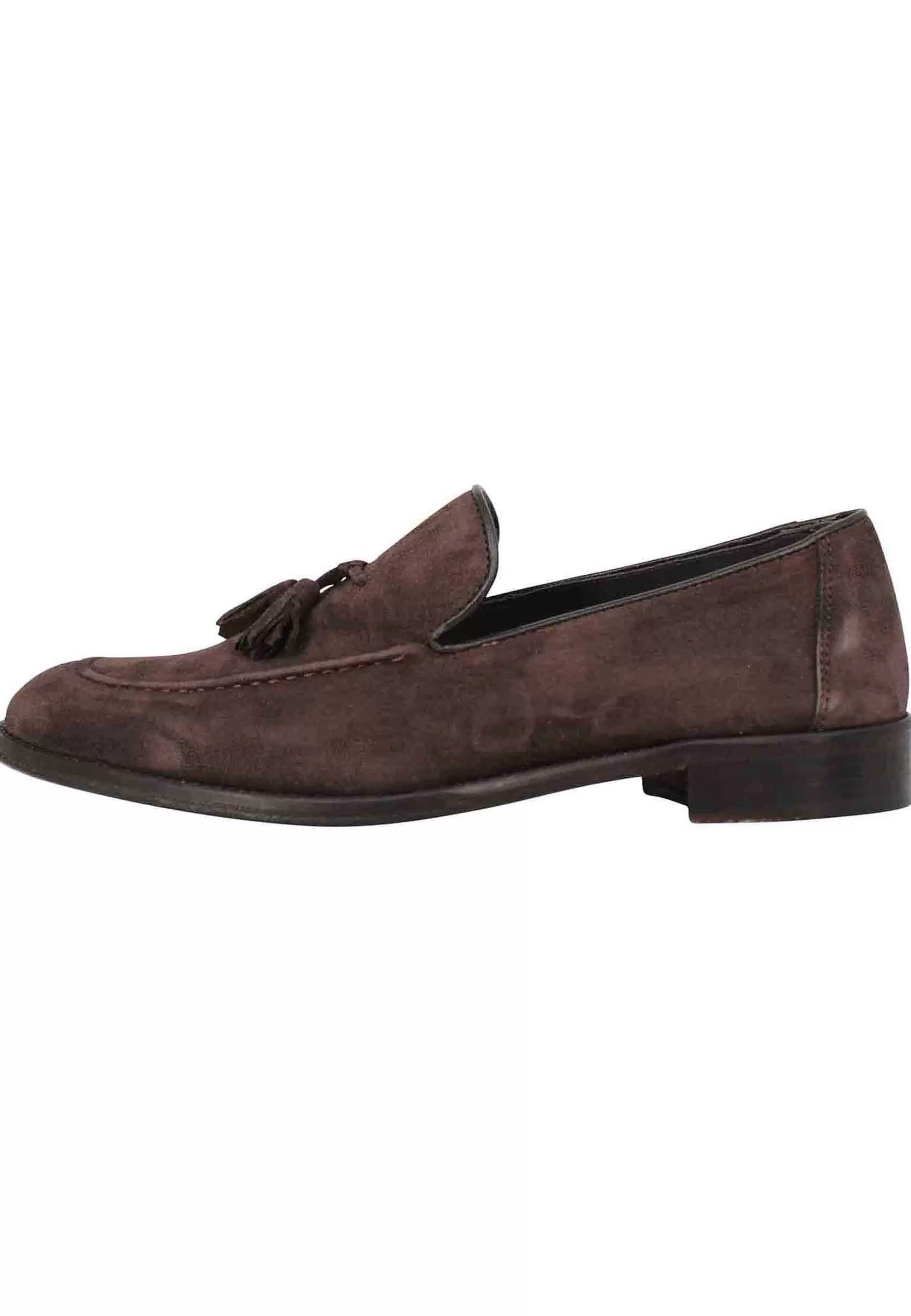 Mocassini Uomo In Camoscio Testa Di Moro Con Nappine E Suola In Cuoio Cucita** Fashion