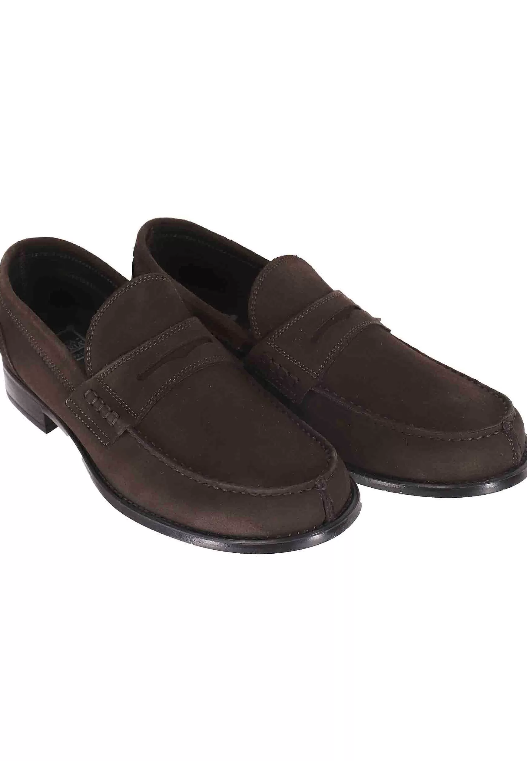 Mocassini Uomo In Camoscio Testa Di Moro Con Suola In Gomma*Antica Cuoieria Flash Sale