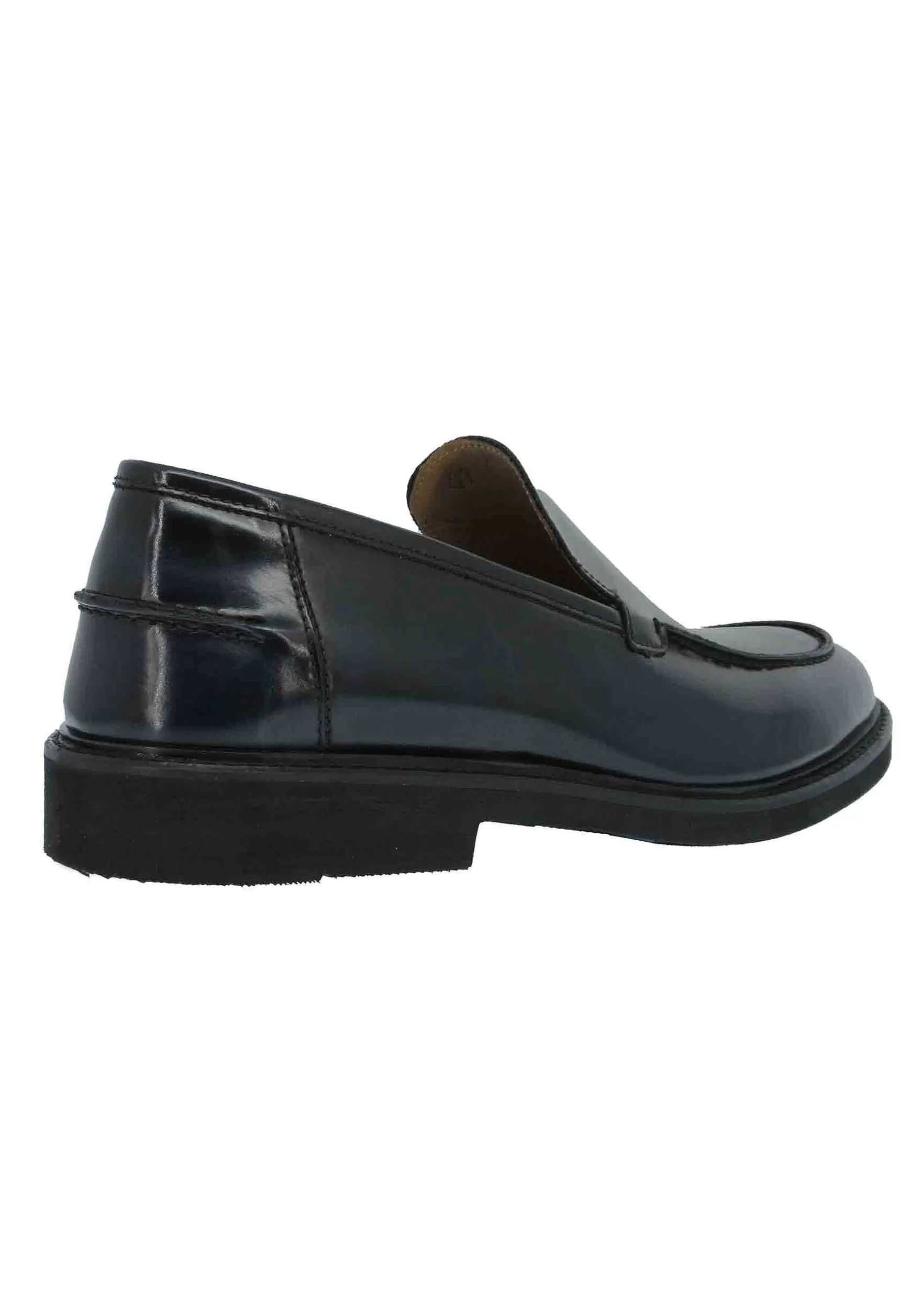 Mocassini Uomo In Pelle Blu Lucida Con Suola In Gomma Ultra Light*Rogal Outlet