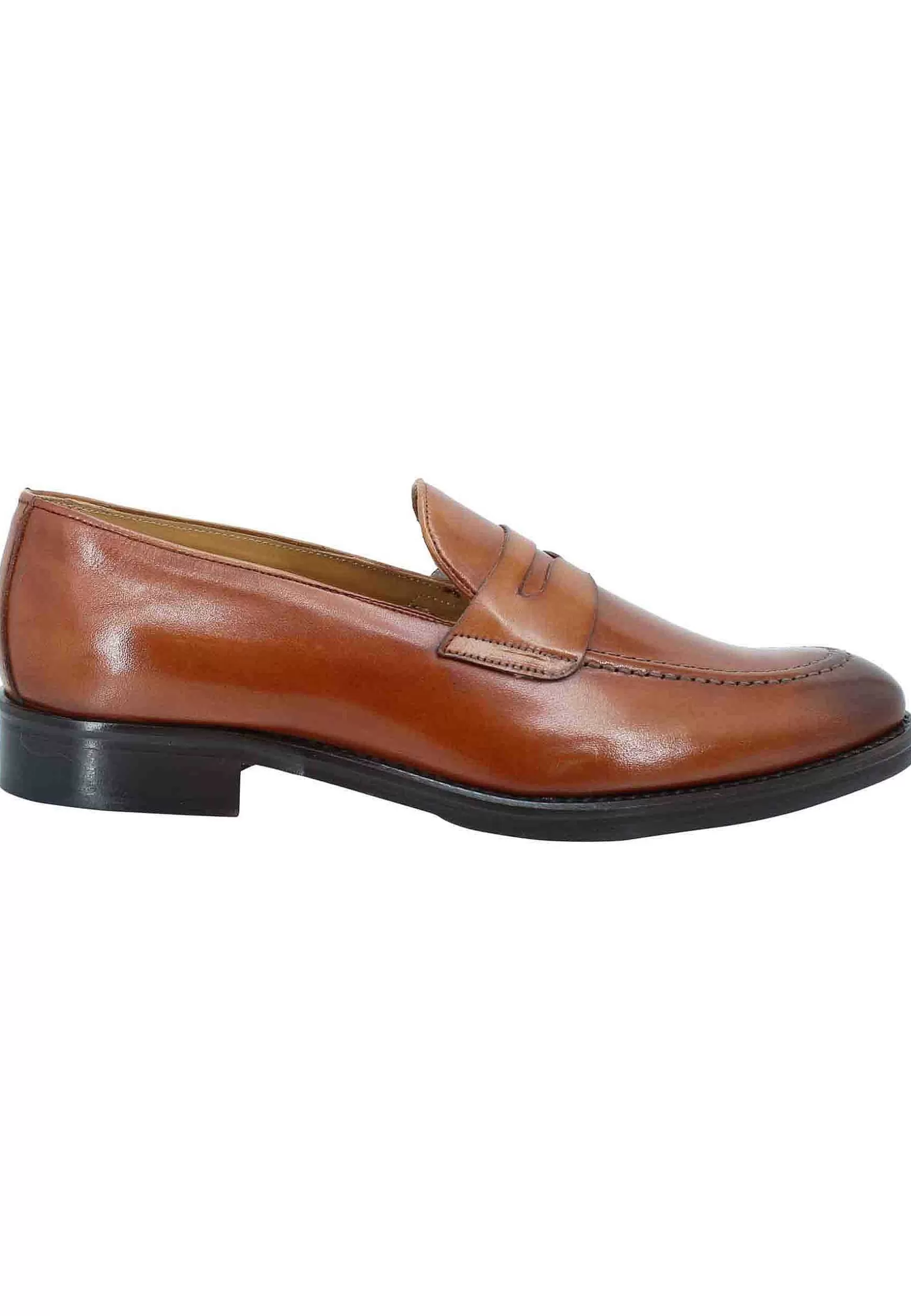 Mocassini Uomo In Pelle Cuoio Con Punta Affusolata E Suola In Cuoio** Cheap