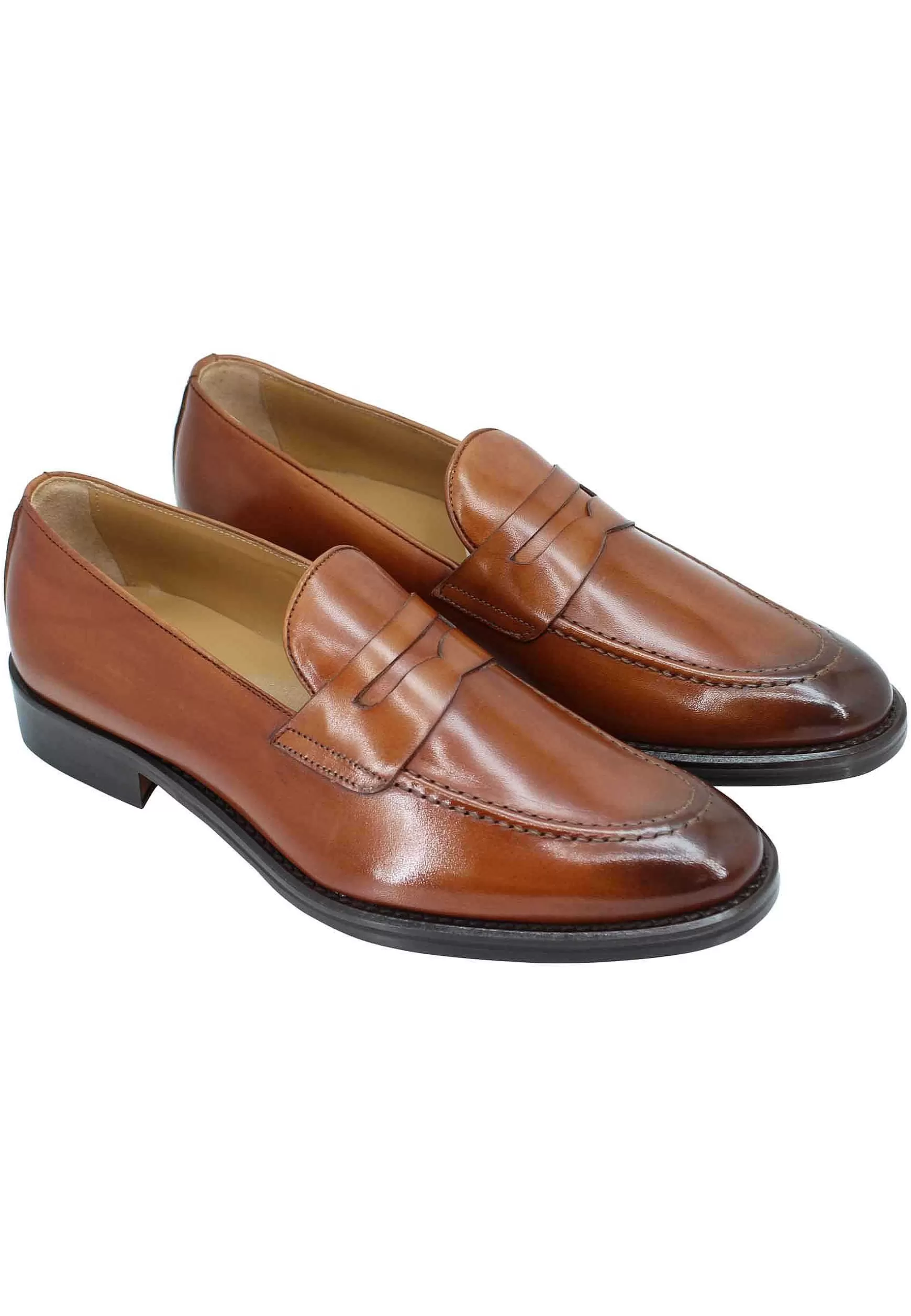 Mocassini Uomo In Pelle Cuoio Con Punta Affusolata E Suola In Cuoio** Cheap