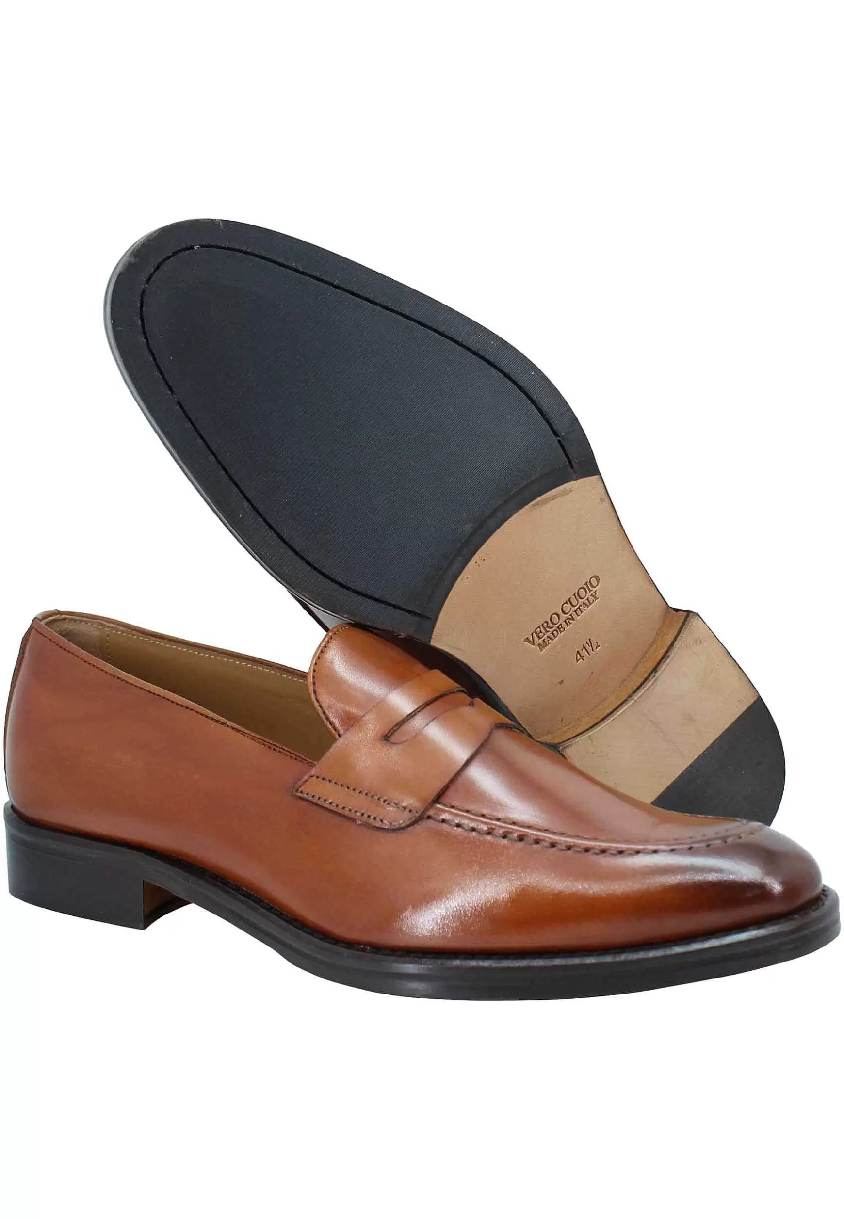 Mocassini Uomo In Pelle Cuoio Con Punta Affusolata E Suola In Cuoio** Cheap