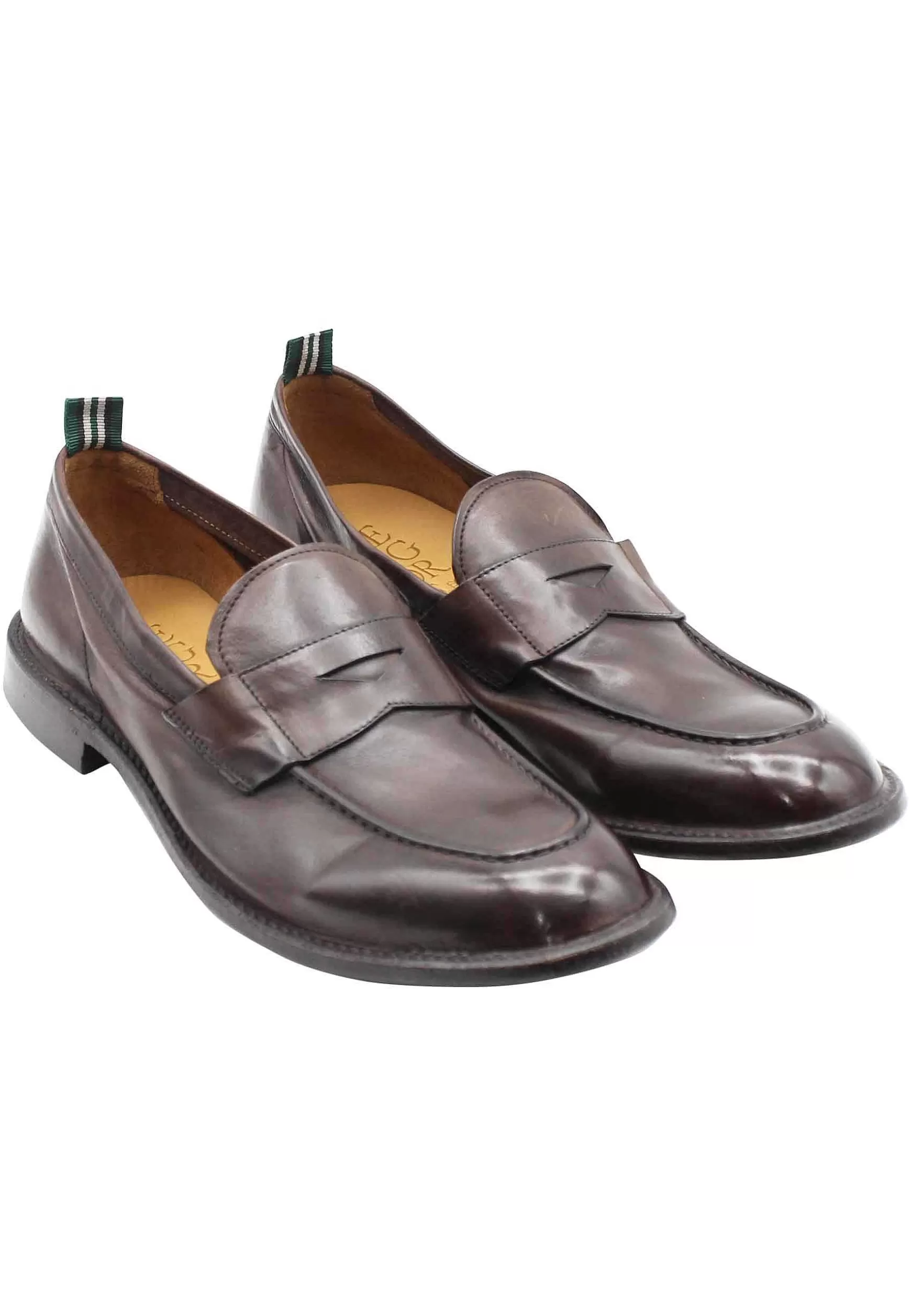 Mocassini Uomo In Pelle Marrone Con Suola In Cuoio Cucita*Green George Cheap