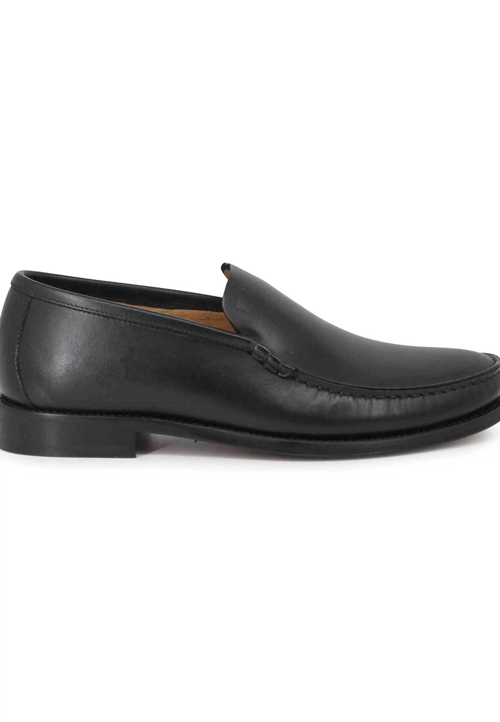 Mocassini Uomo In Pelle Nera Con Patta Liscia E Suola In Cuoio Cucita*Florsheim Cheap