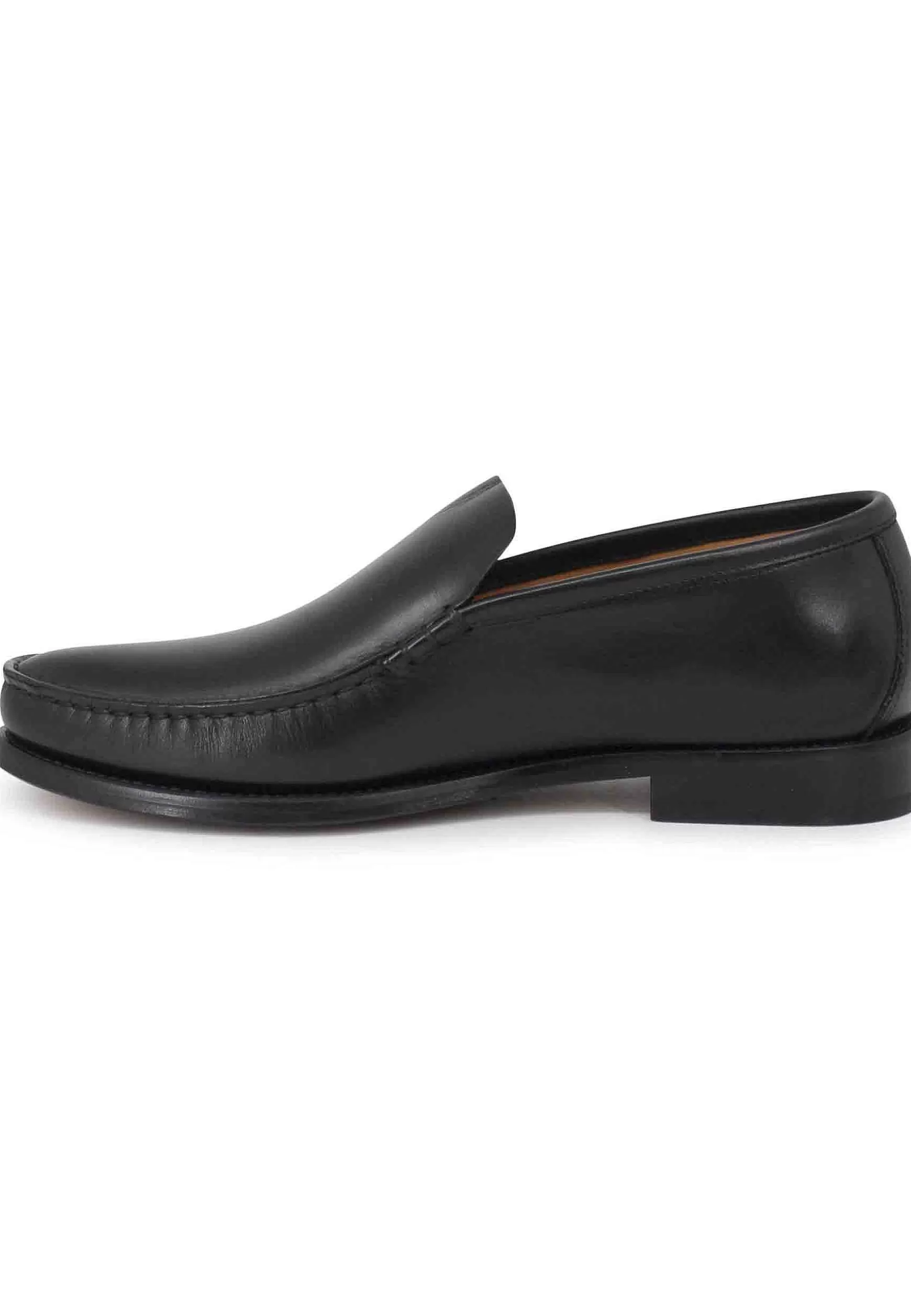 Mocassini Uomo In Pelle Nera Con Patta Liscia E Suola In Cuoio Cucita*Florsheim Cheap