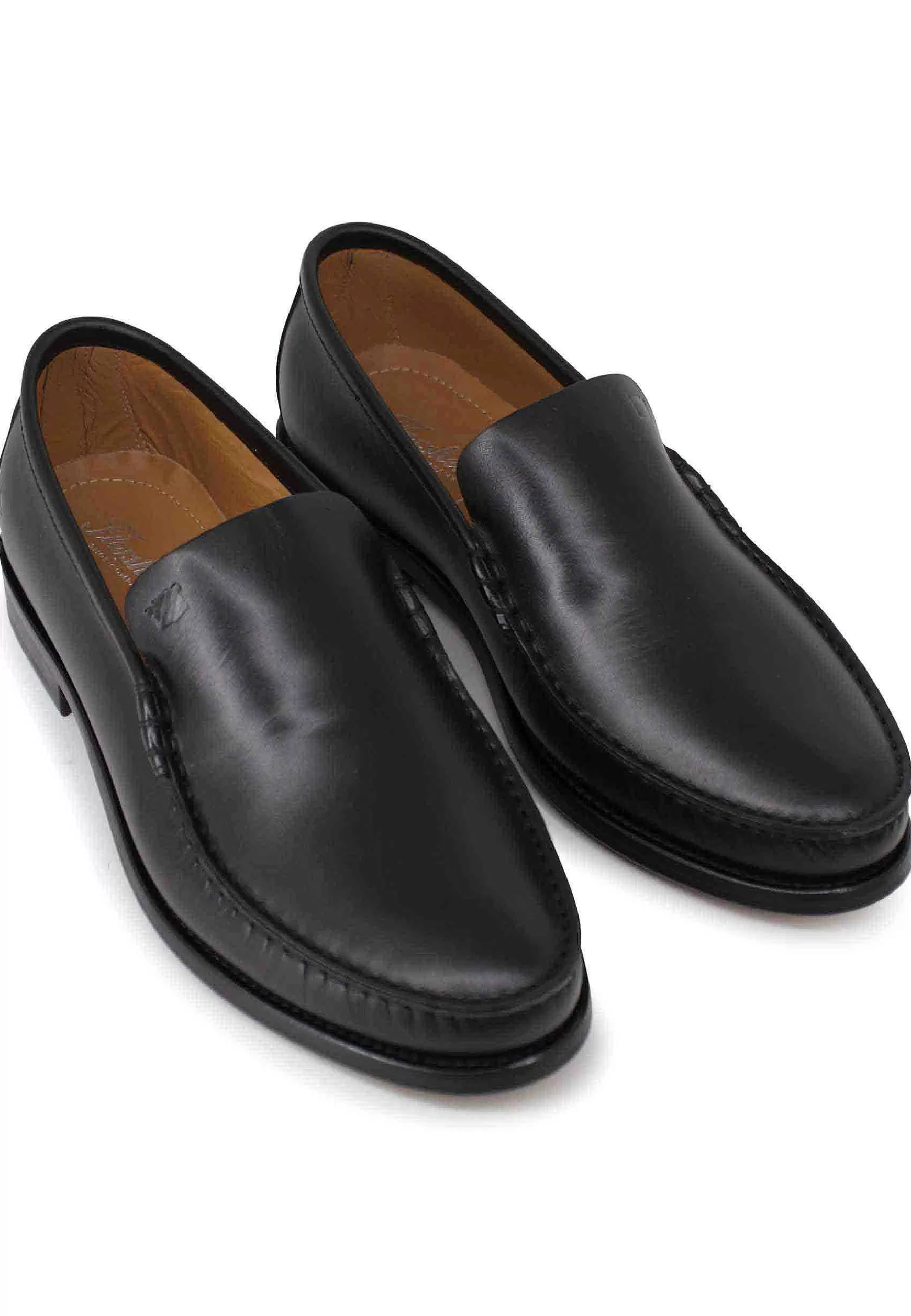 Mocassini Uomo In Pelle Nera Con Patta Liscia E Suola In Cuoio Cucita*Florsheim Cheap