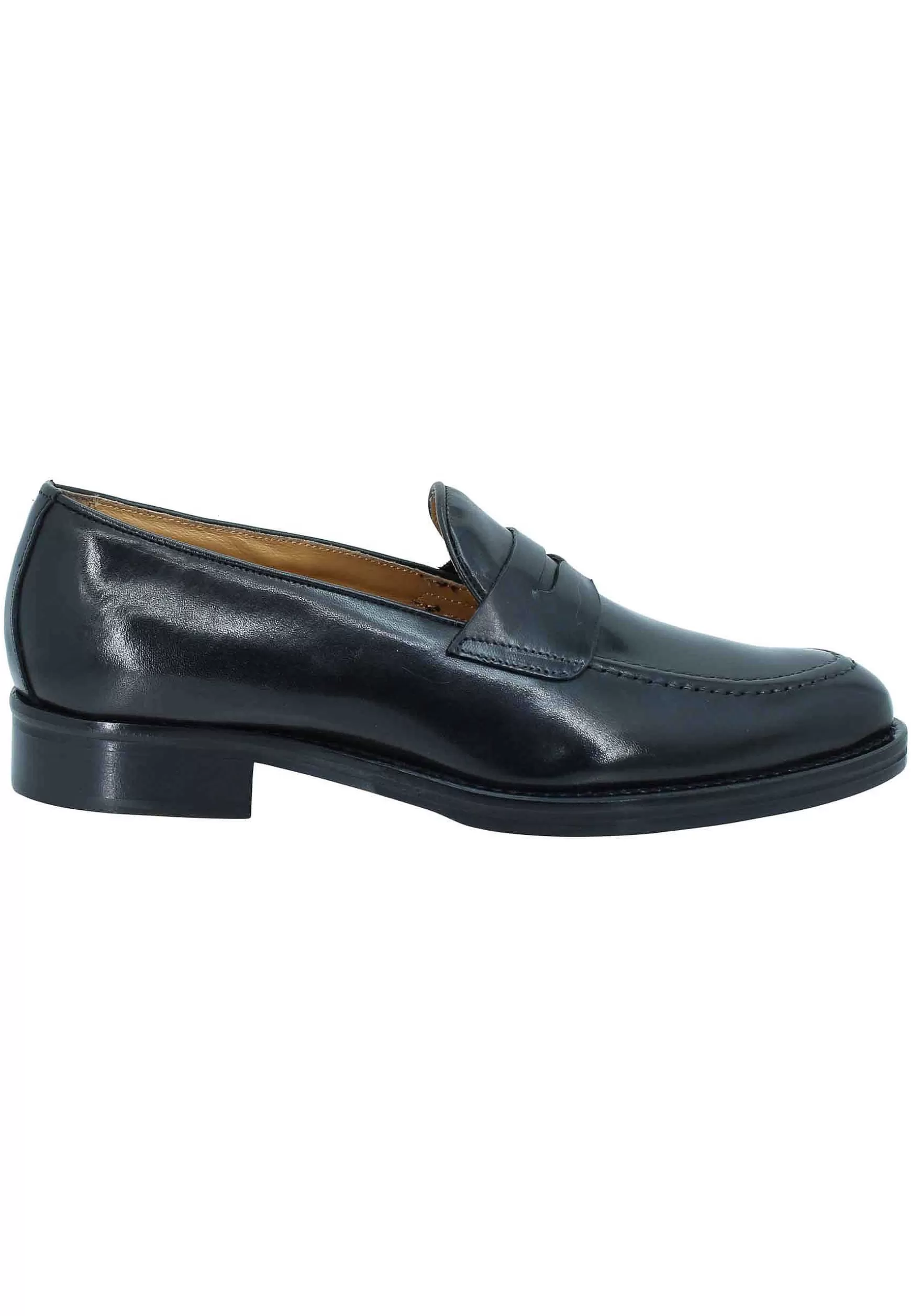 Mocassini Uomo In Pelle Nera Con Punta Affusolata E Suola In Cuoio** Store