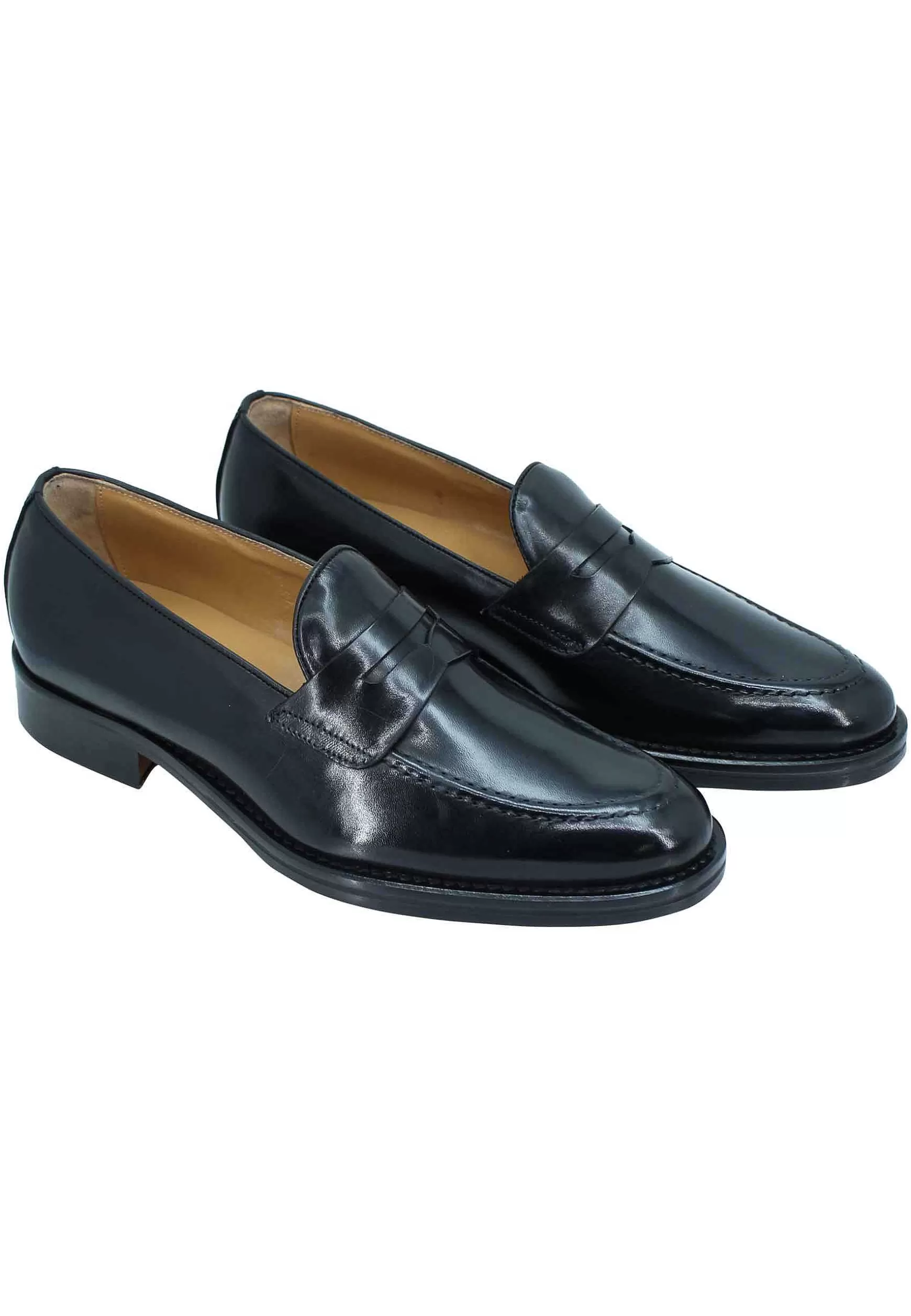 Mocassini Uomo In Pelle Nera Con Punta Affusolata E Suola In Cuoio** Store