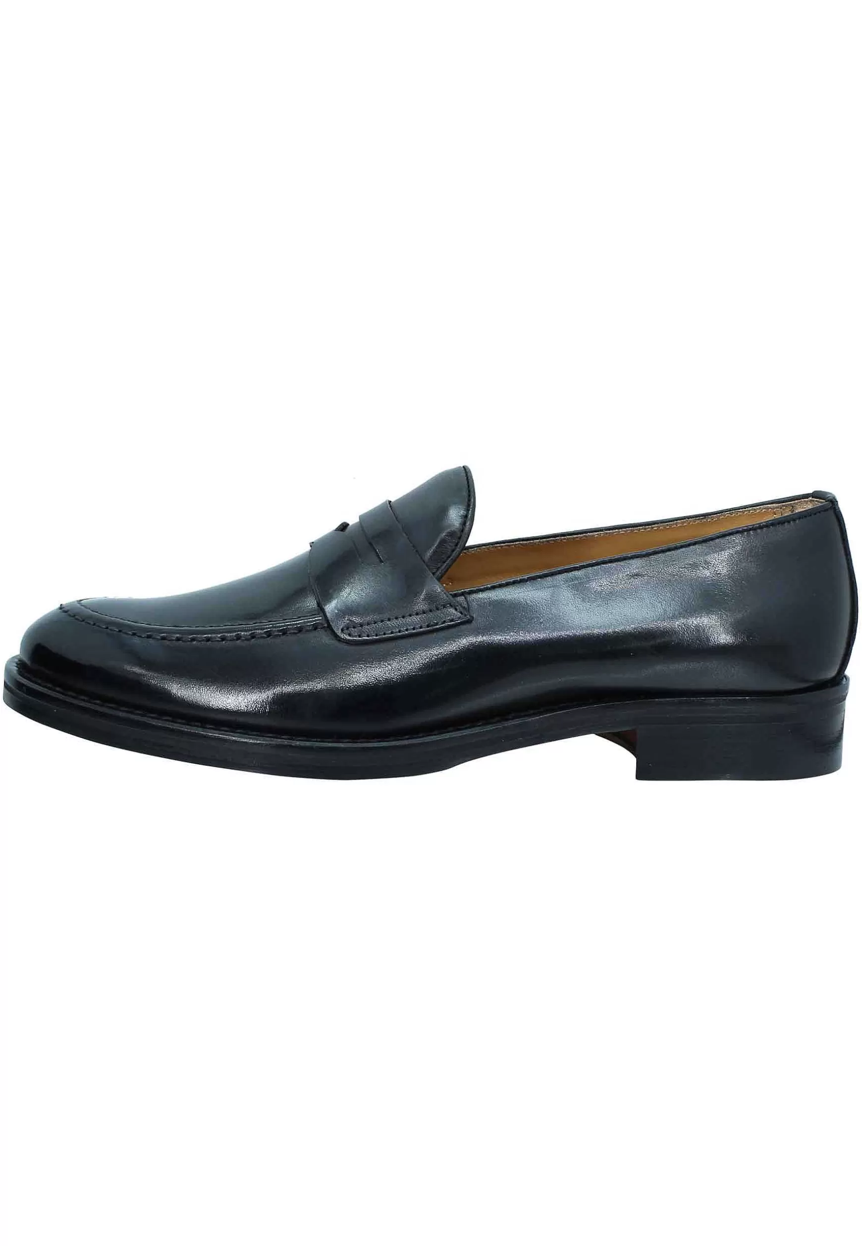 Mocassini Uomo In Pelle Nera Con Punta Affusolata E Suola In Cuoio** Store