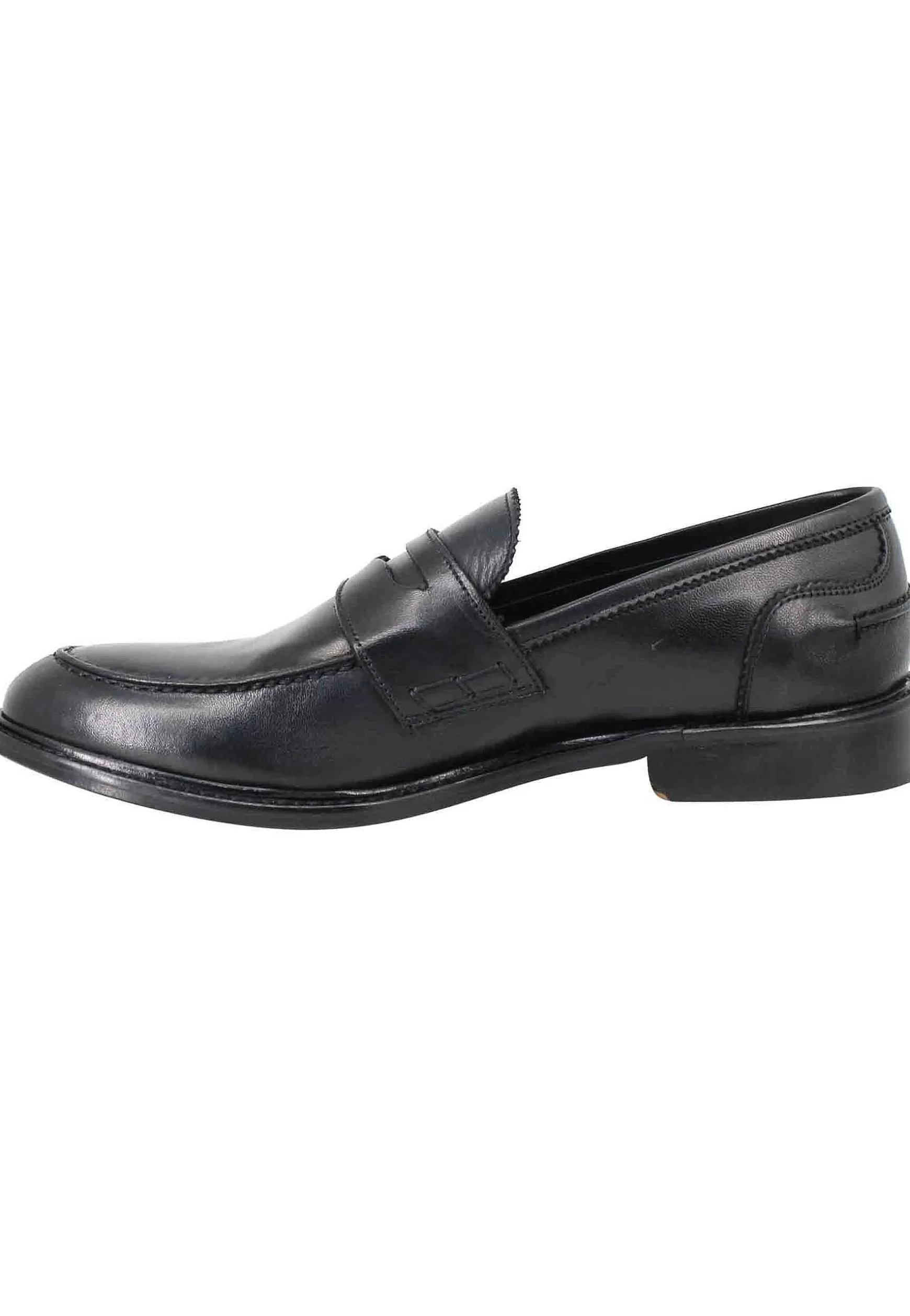 Mocassini Uomo In Pelle Nera Con Suola In Cuoio Cucita** Store