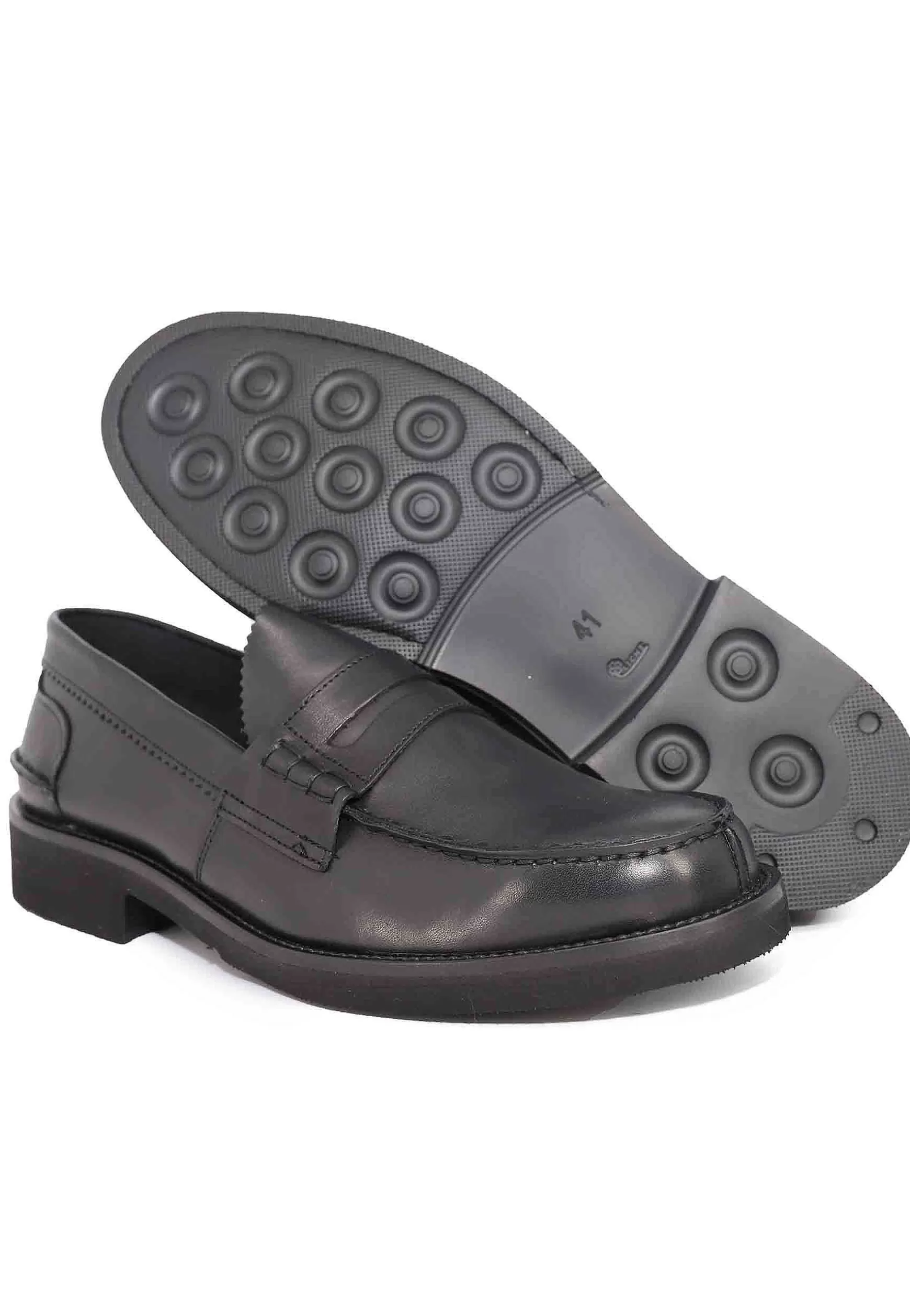 Mocassini Uomo In Pelle Nera Con Suola In Gomma Extra Light** Store