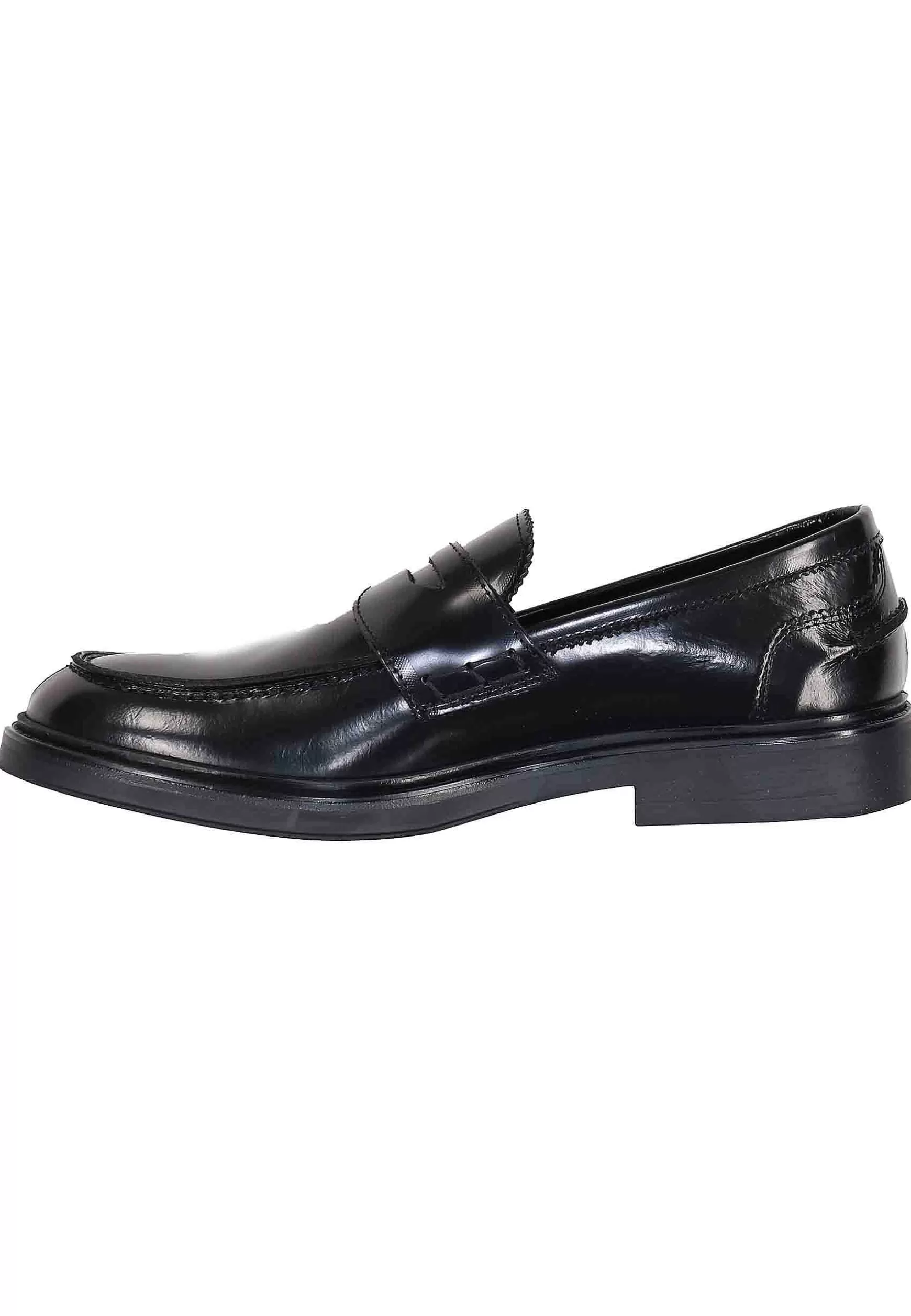 Mocassini Uomo In Pelle Nera Lucida Con Suola In Gomma** Clearance