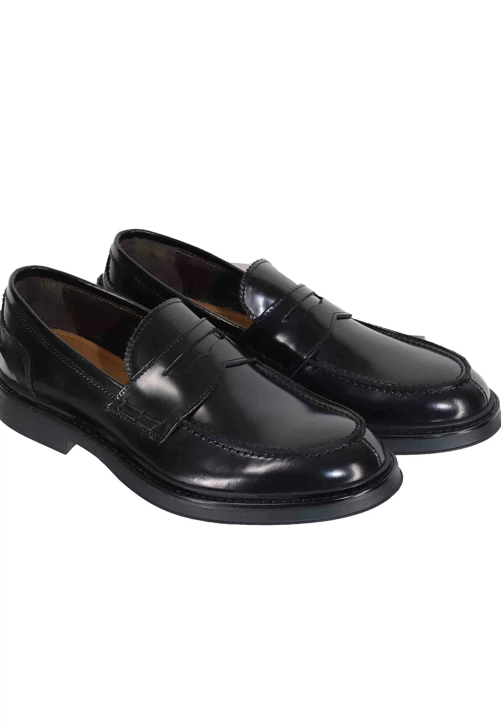 Mocassini Uomo In Pelle Nera Lucida Con Suola In Gomma** Clearance