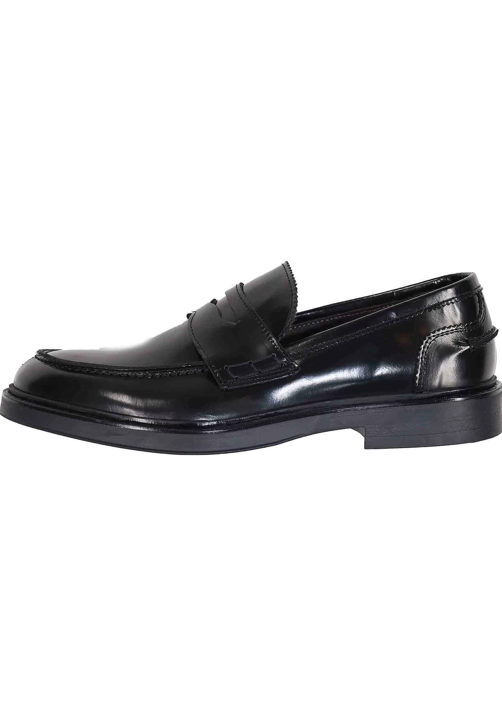Mocassini Uomo In Pelle Nera Lucida Con Suola In Gomma** Clearance