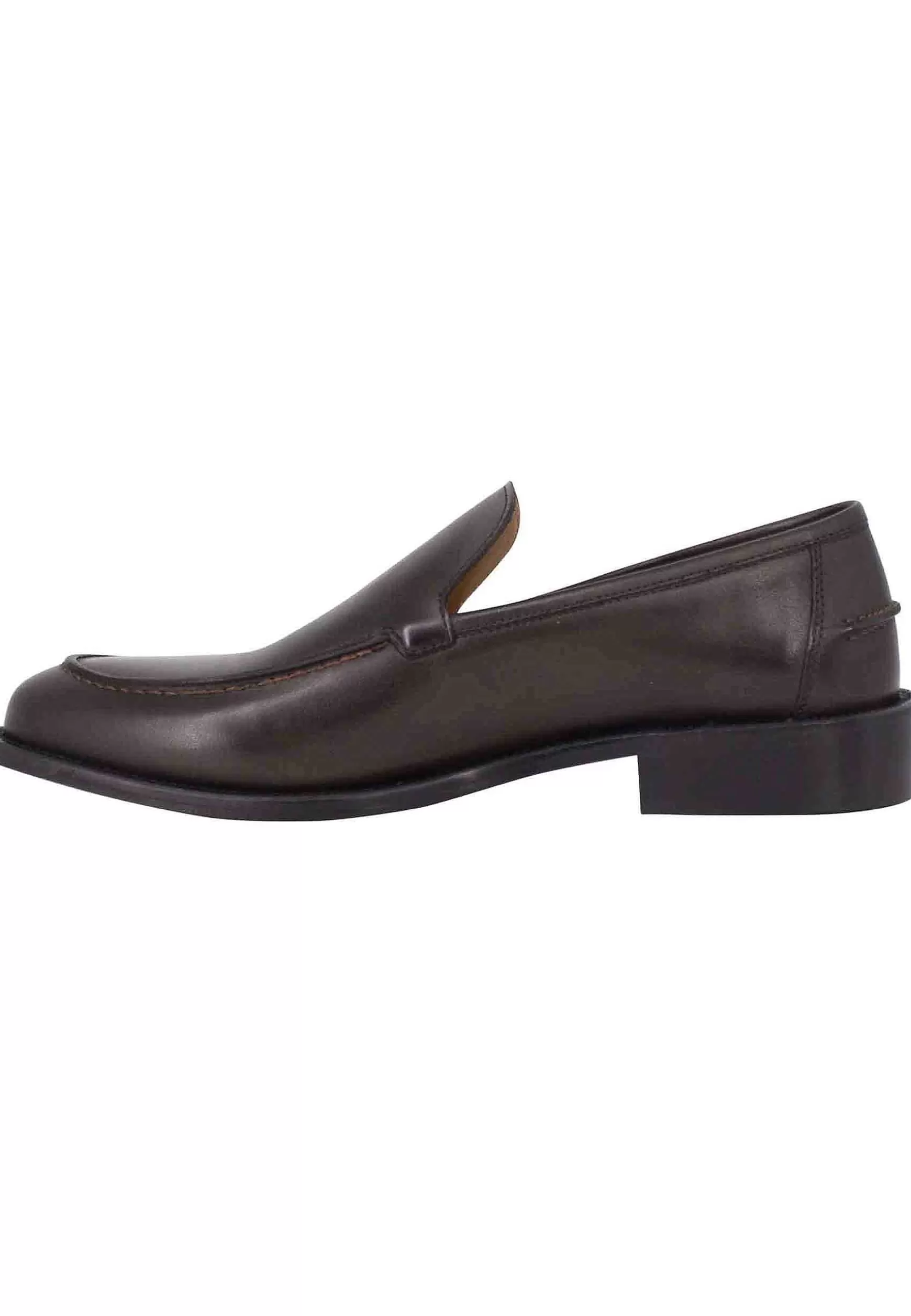 Mocassini Uomo In Pelle Opaca Testa Di Moro Con Suola In Cuoio Cucita*Rogal Best Sale