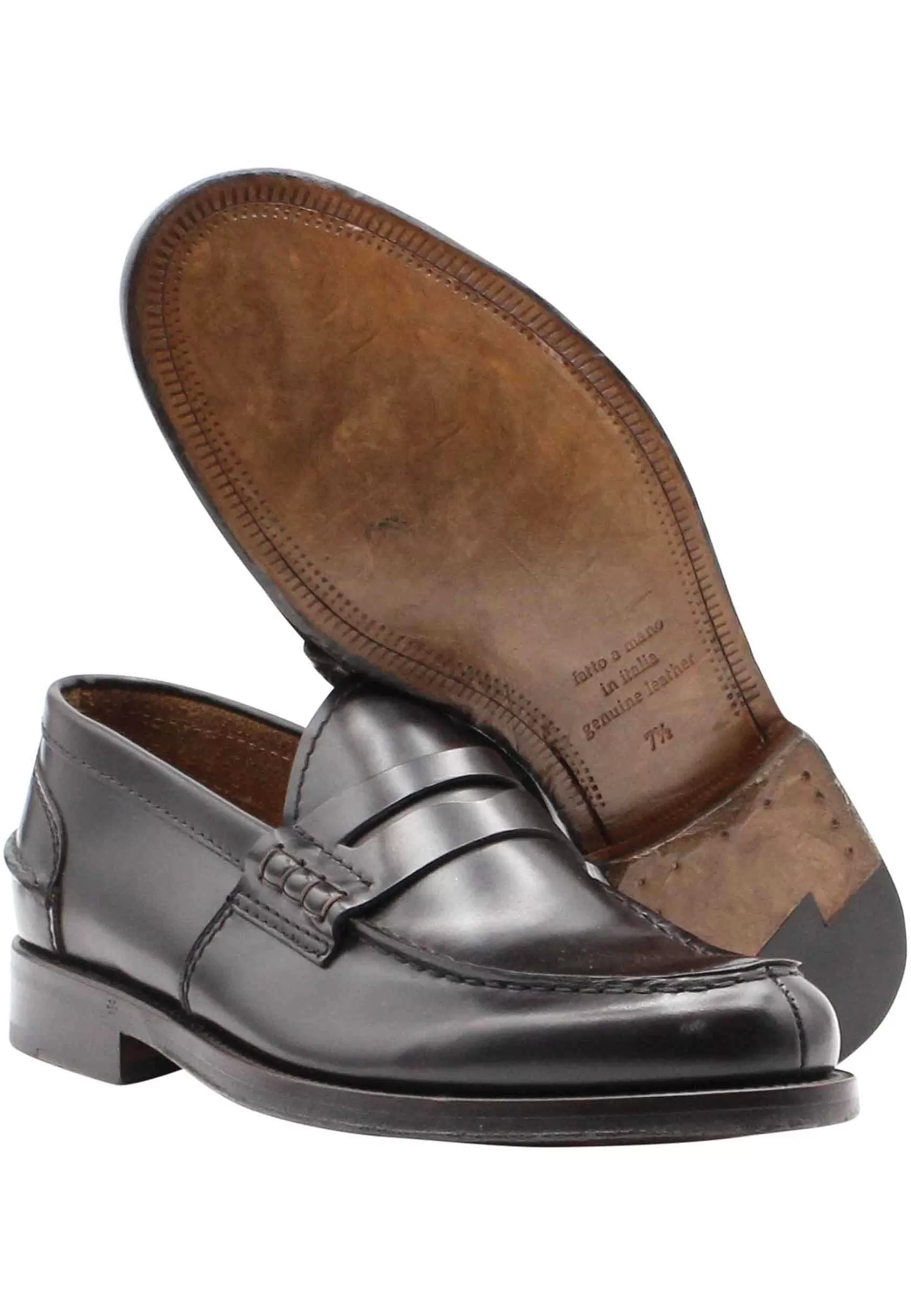 Mocassini Uomo In Pelle Testa Di Moro Con Suola Cucita*Green George Sale