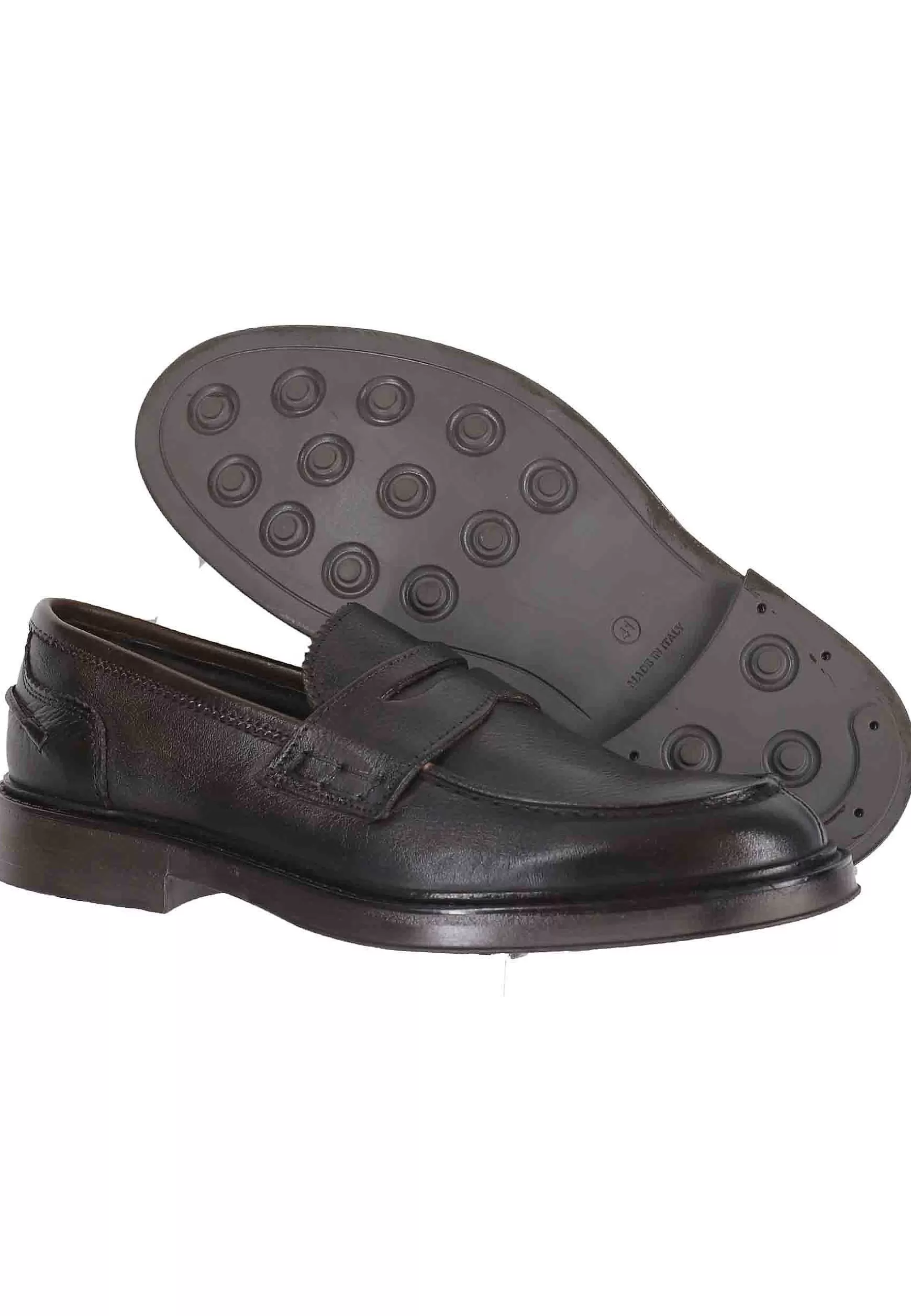Mocassini Uomo In Pelle Testa Di Moro Con Suola In Gomma** Cheap