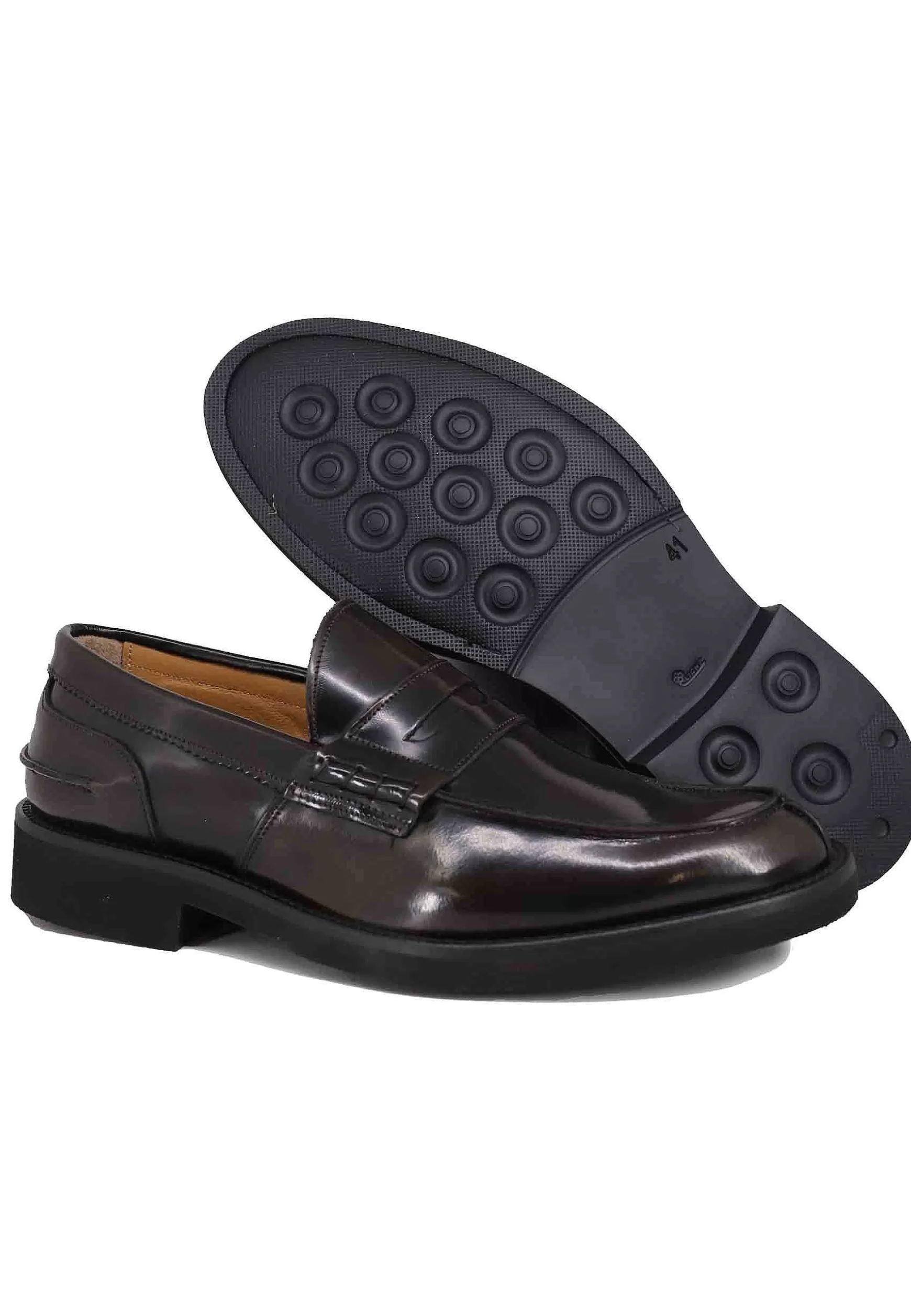 Mocassini Uomo In Pelle Testa Di Moro Con Suola In Gomma Ultra Light** Cheap