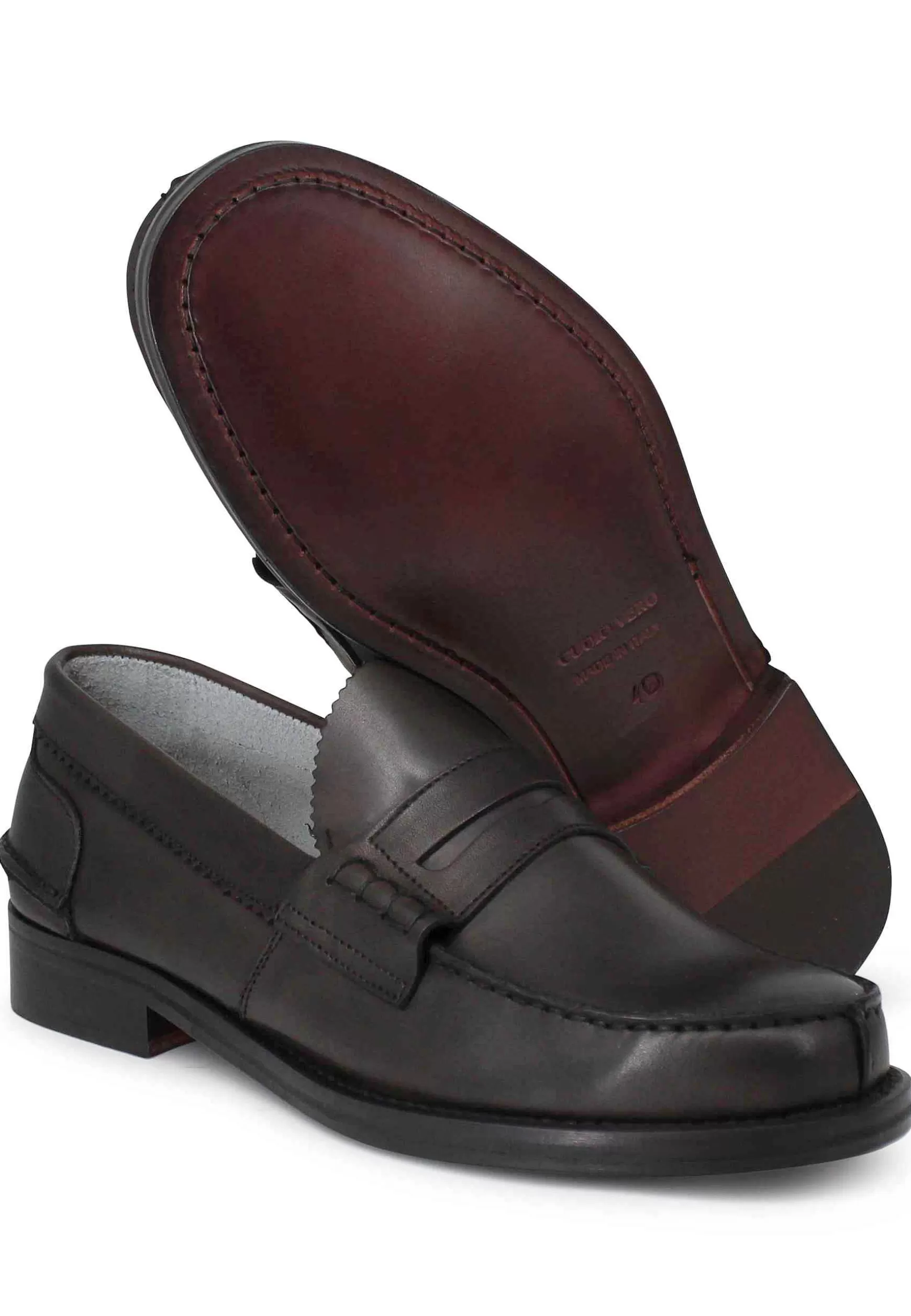 Mocassini Uomo In Pelle Testa Di Moro E Fondo In Cuoio** Flash Sale