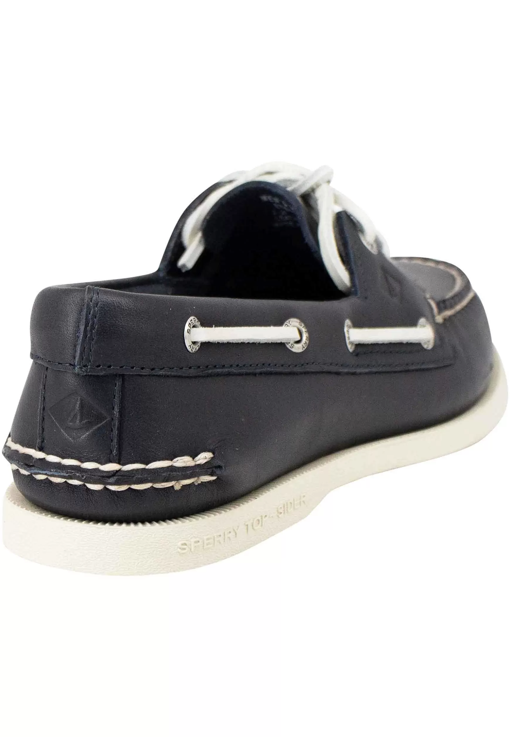 Mocassini Uomo Top Sider In Pelle Blu Con Lacci In Pelle E Suola In Gomma Bianca*Sperry Top Sider Store