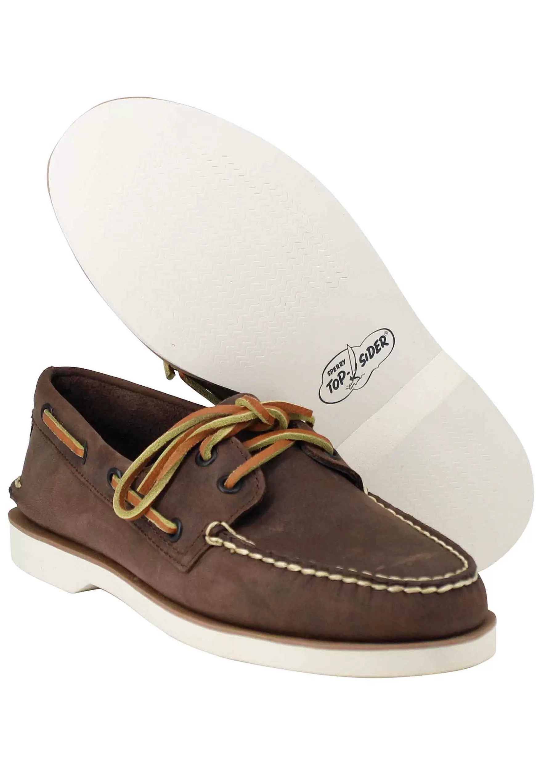 Mocassini Uomo Top Sider In Pelle Cuoio Con Lacci In Pelle E Suola In Gomma*Sperry Top Sider Sale