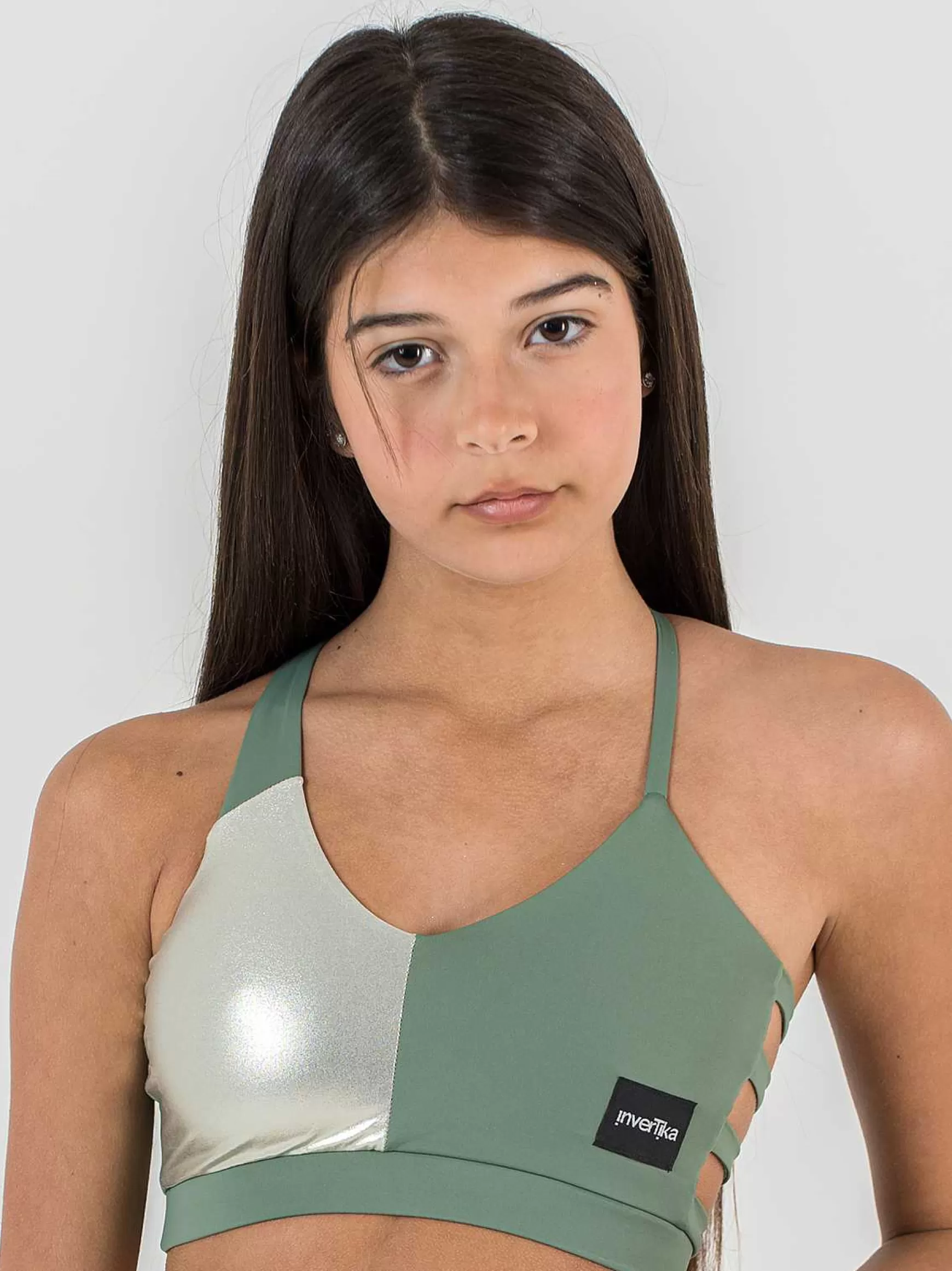 Nika Top Bambina Nika Eroika Pole Dance In Lycra Verde E Oro*Invertika Fashion