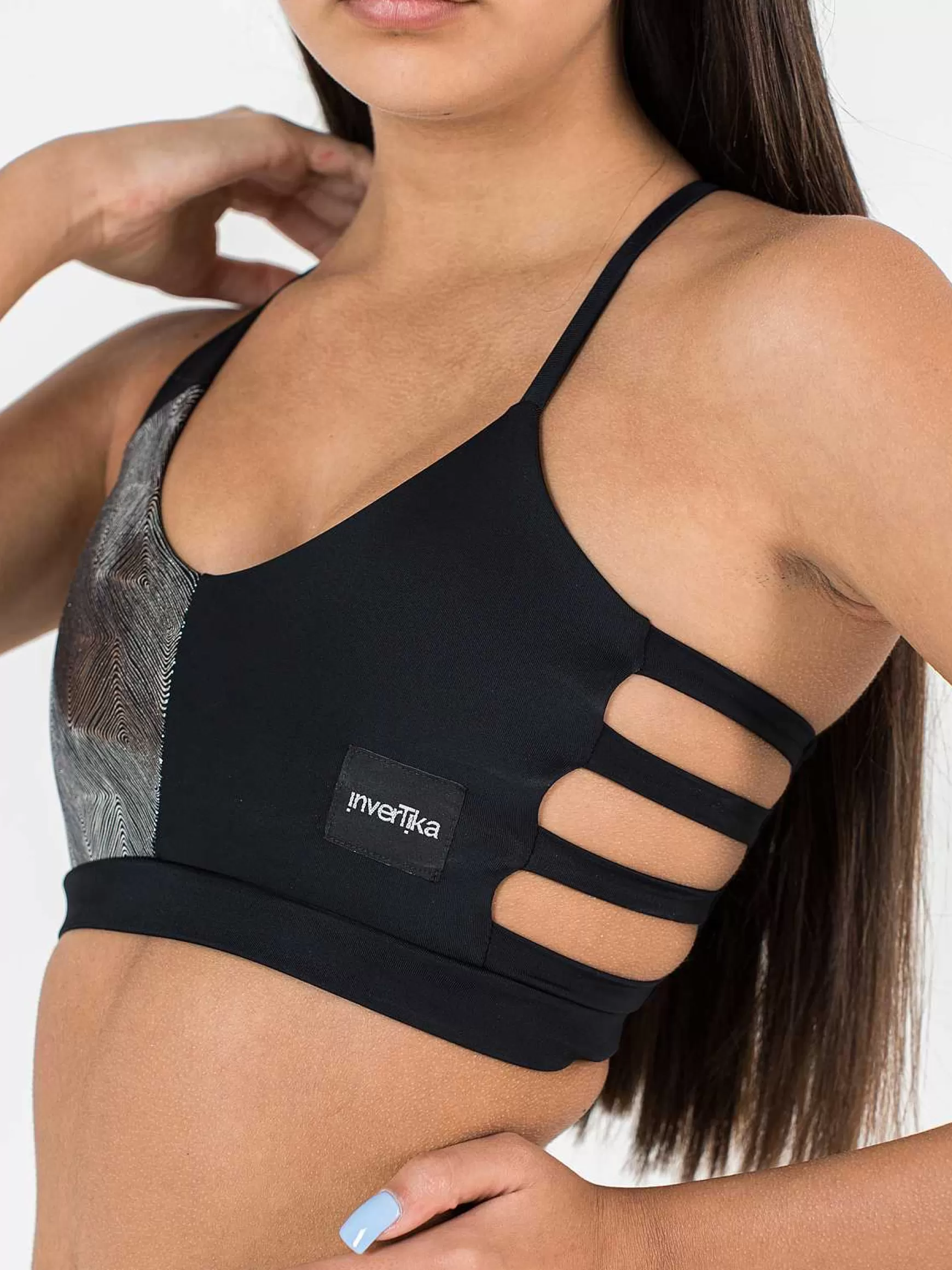 Nika Top Bambina Nika Metallika Pole Dance In Lycra Nero E Argento*Invertika Online
