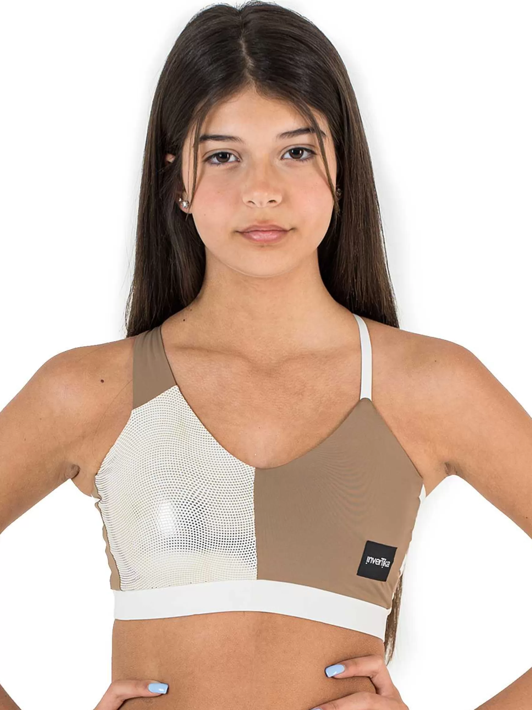 Nika Top Bambina Nika Vulcanika Pole Dance In Lycra Beige E Laminato Oro*Invertika Discount