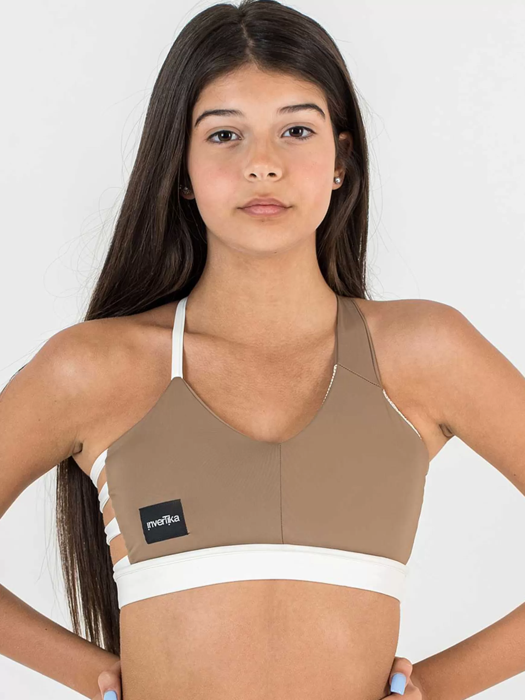 Nika Top Bambina Nika Vulcanika Pole Dance In Lycra Beige E Laminato Oro*Invertika Discount