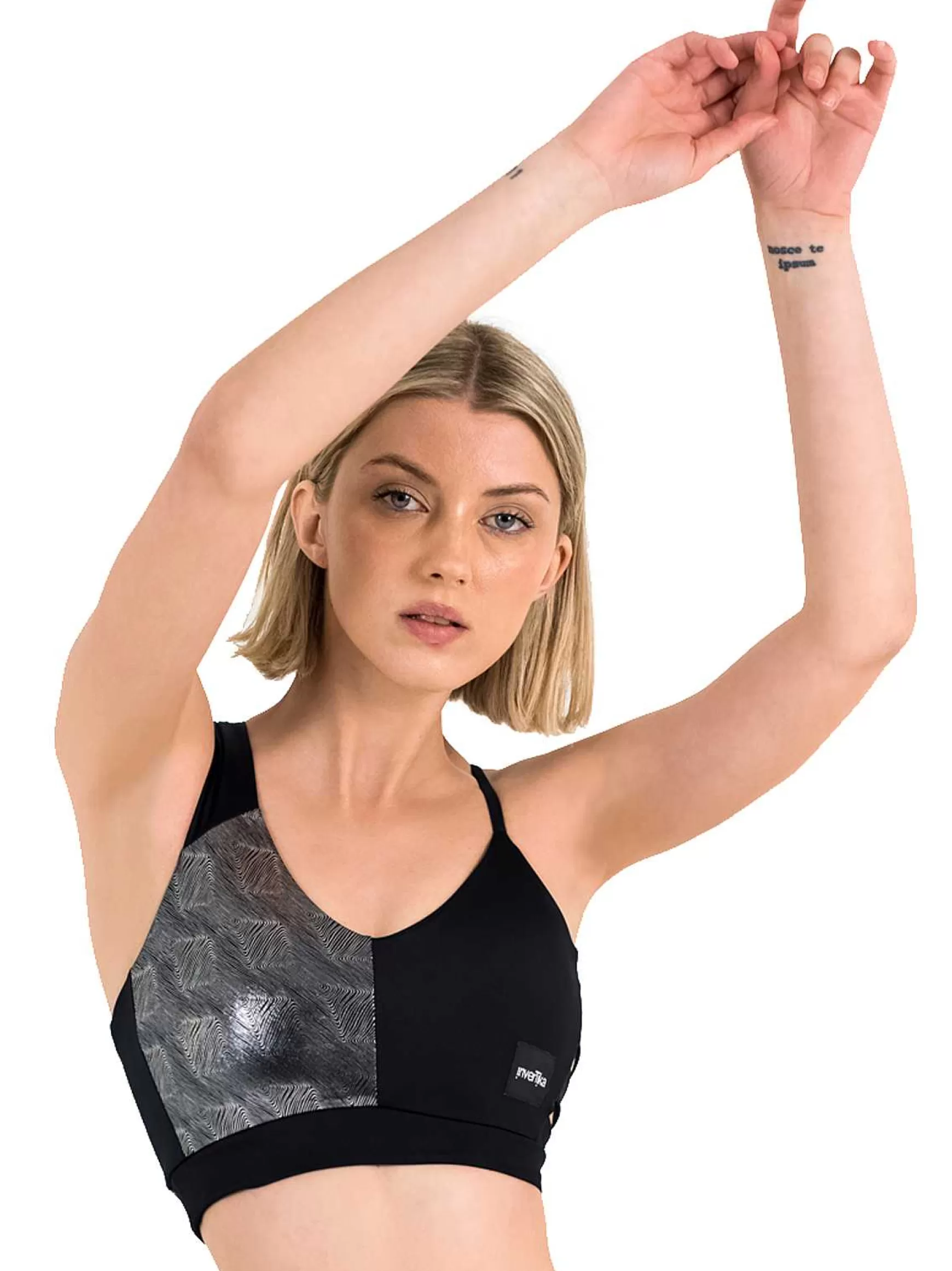 Nika Top Donna Nika Metallika Pole Dance In Lycra Nero E Argento*Invertika Store