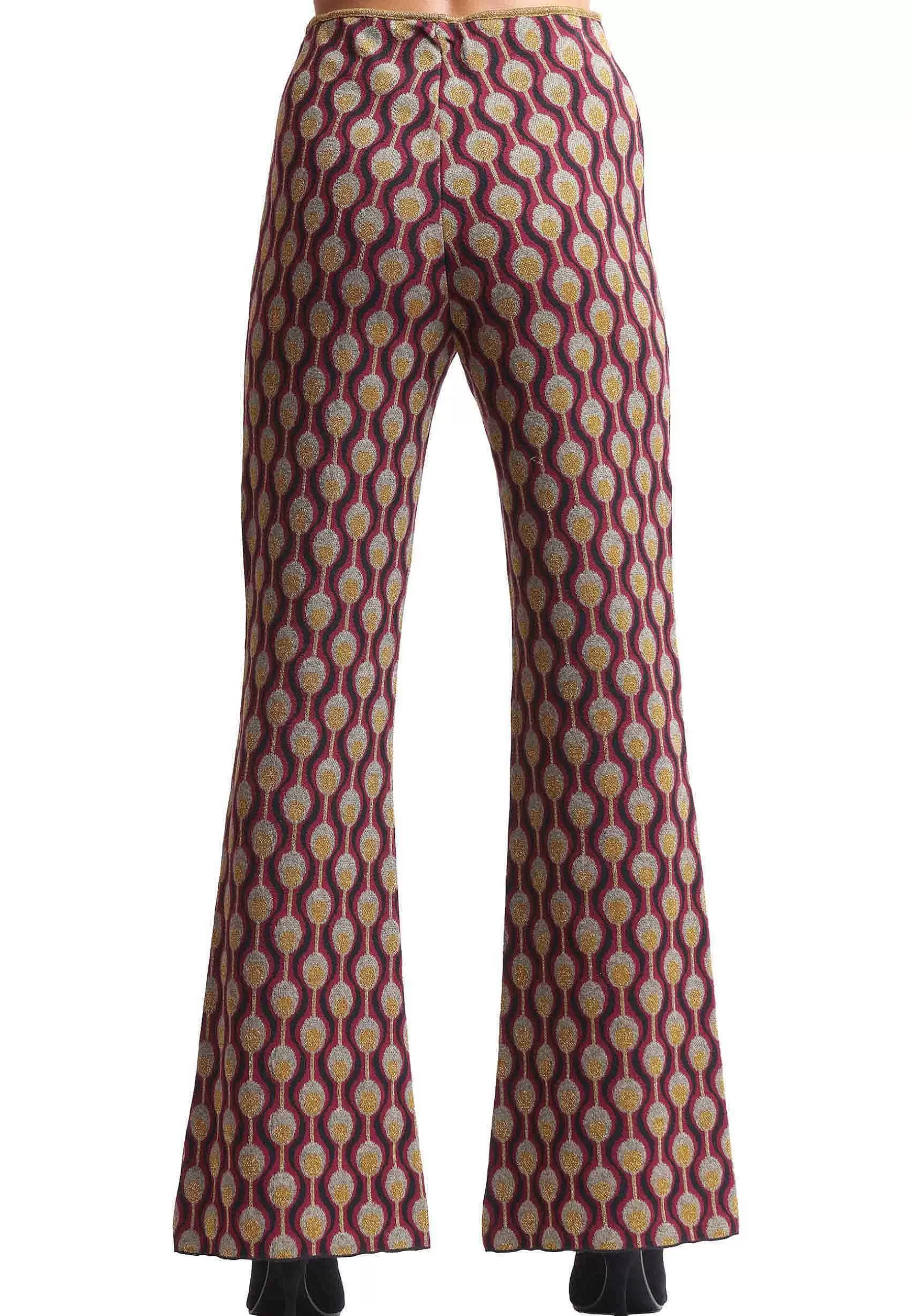 Pantaloni Donna Comfort In Tessuto Jacquard Elasticizzato Bordeaux*Maliparmi Cheap