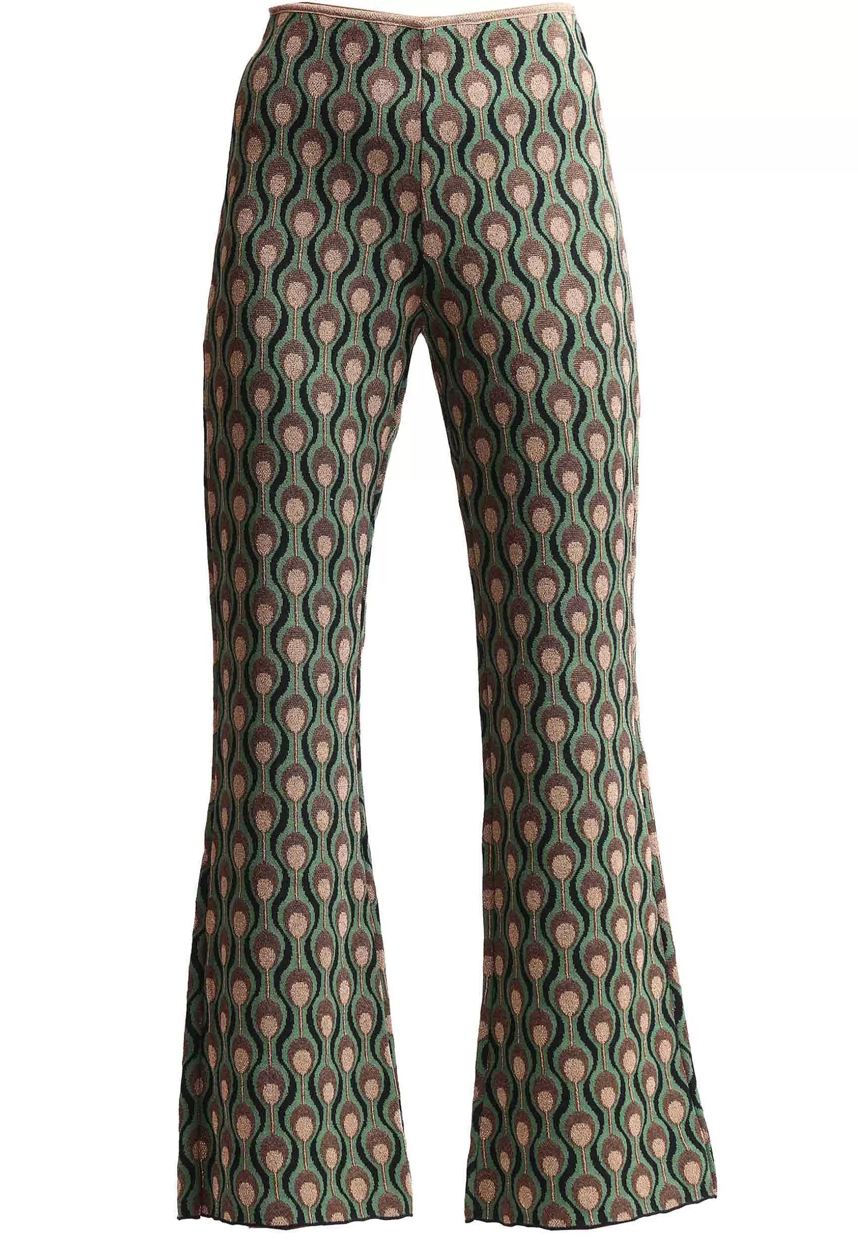 Pantaloni Donna Comfort In Tessuto Jacquard Elasticizzato Verde*Maliparmi Discount