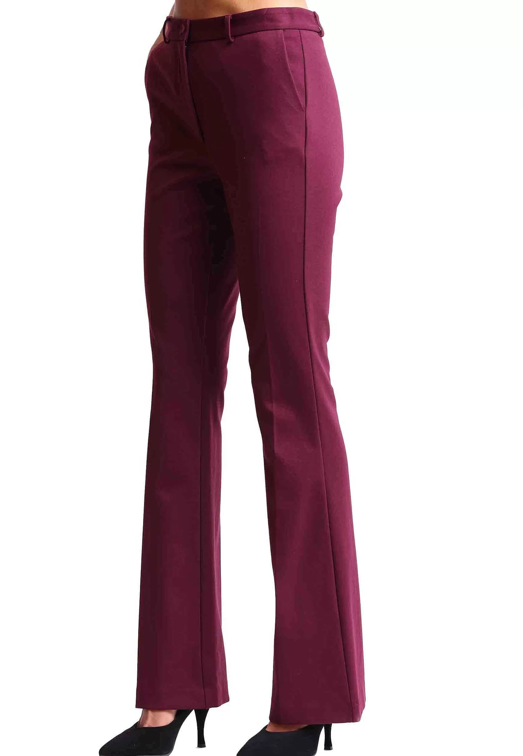 Pantaloni Donna Comfy Jersey In Jersey Bordeaux Con Tasche All'Inglese*Maliparmi Shop