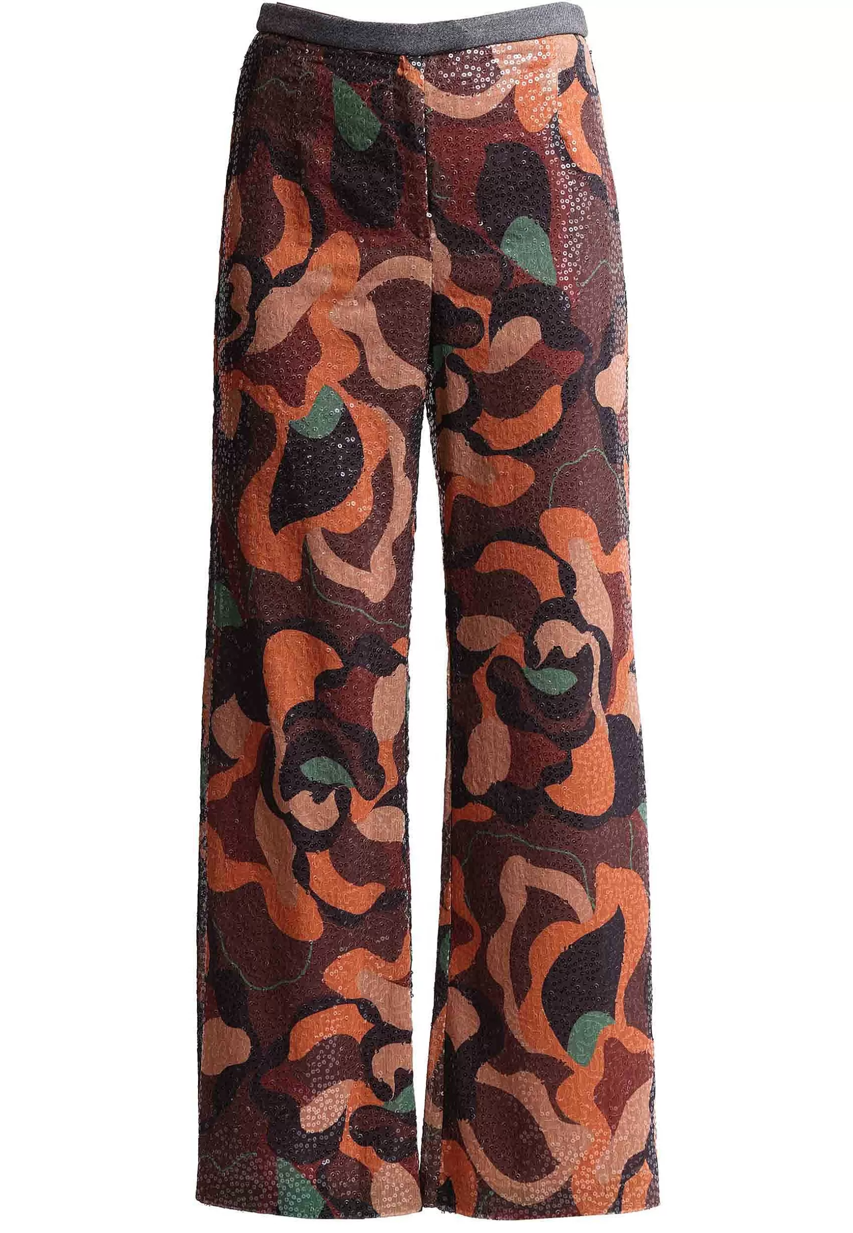 Pantaloni Donna Craved In Tessuto Con Paillettes Arancio Multicolor*Maliparmi New