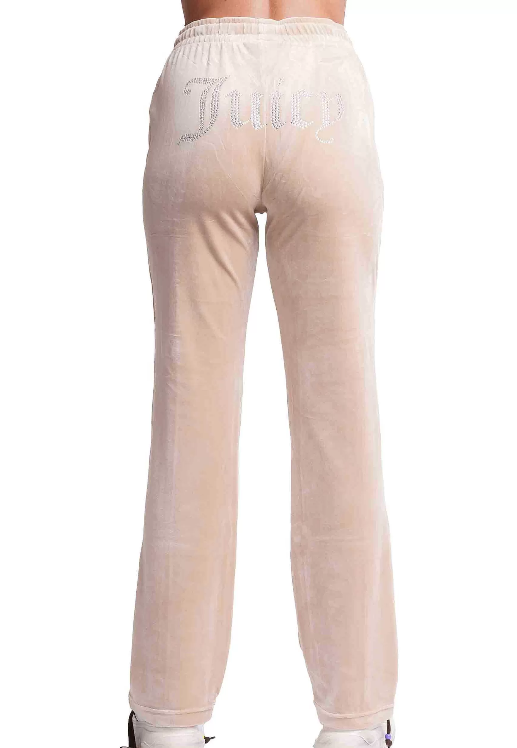 Pantaloni Donna Diamond In Velluto Beige Con Strass*Juicy Couture Cheap