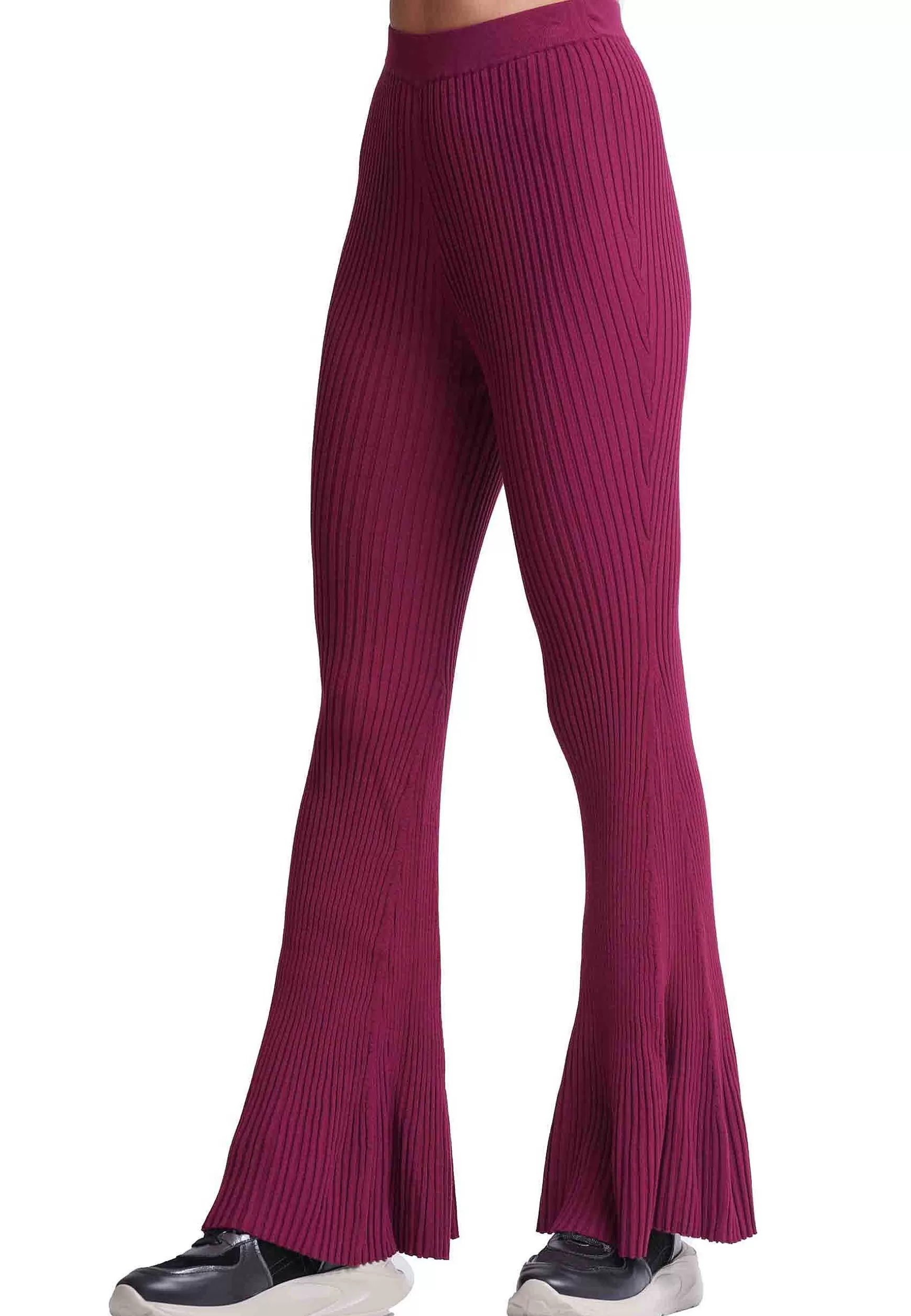 Pantaloni Donna Elastic Yarn In Viscosa Elasticizzata A Costine Bordeaux*Maliparmi Best Sale