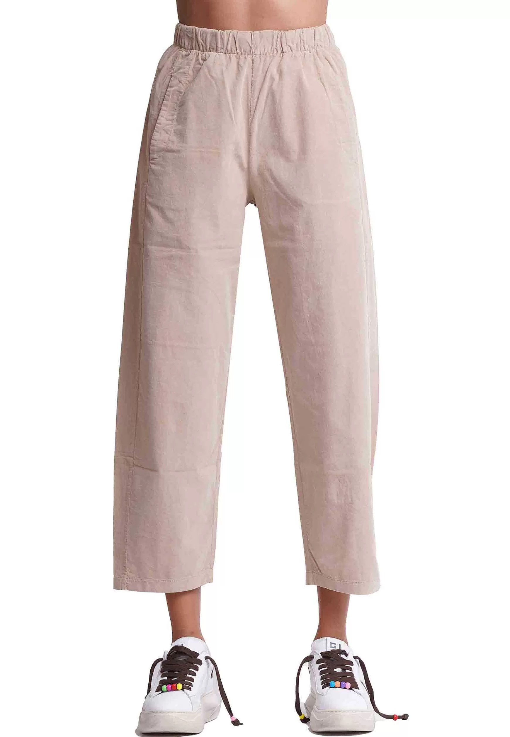 Pantaloni Donna In Cotone Beige*TreBarraBi Flash Sale