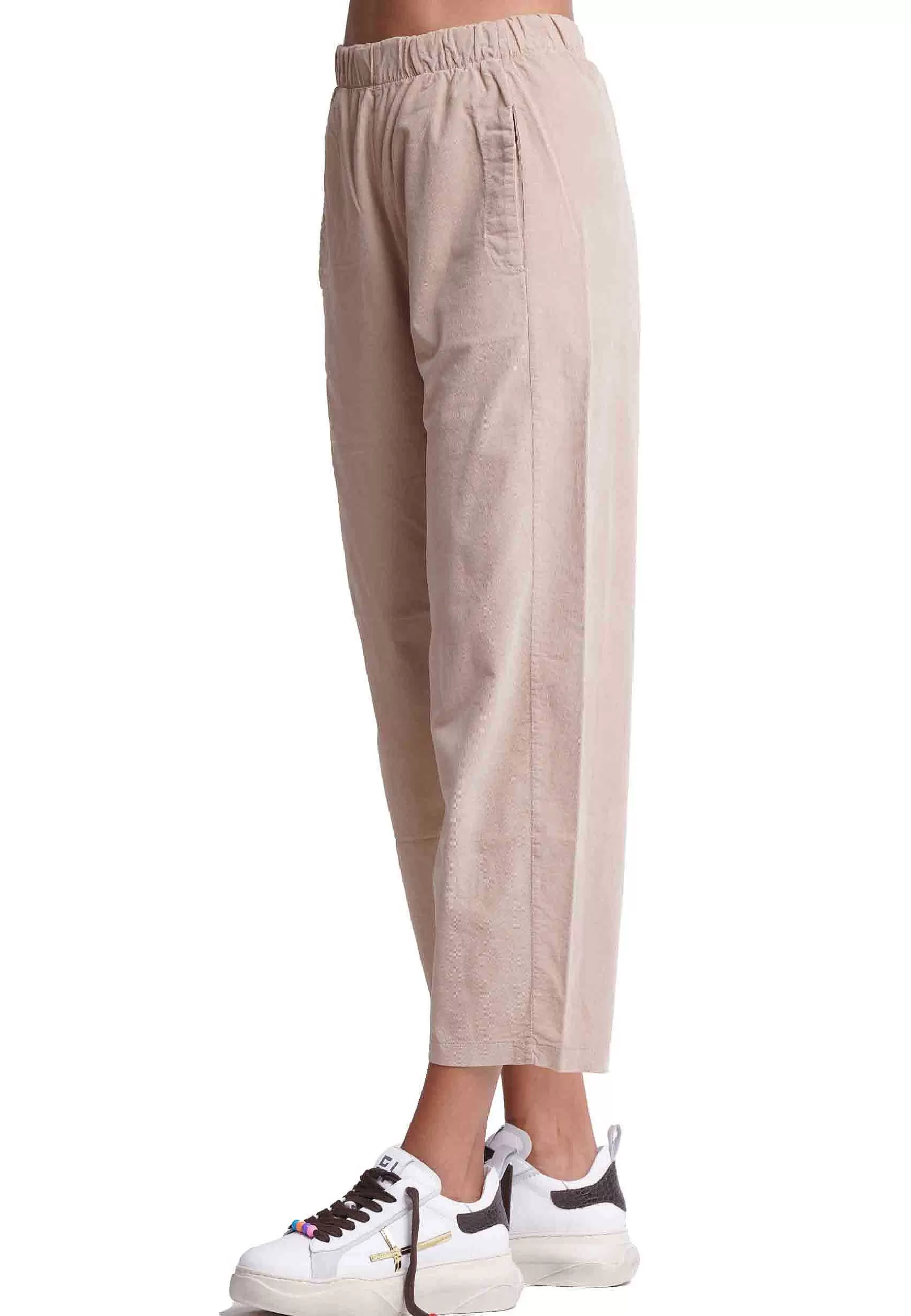 Pantaloni Donna In Cotone Beige*TreBarraBi Flash Sale