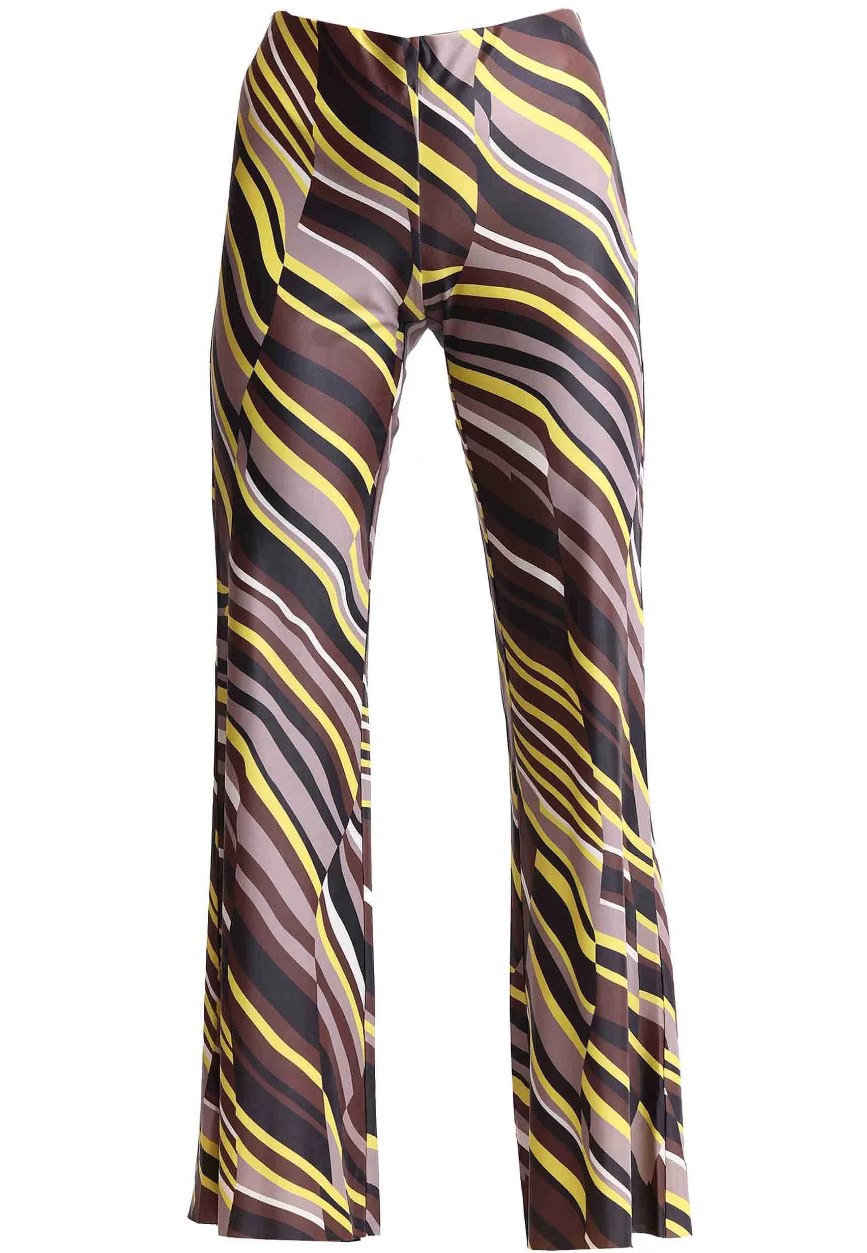 Pantaloni Donna Lyrical Stripes In Tessuto Marrone E Giallo A Righe*Maliparmi Hot